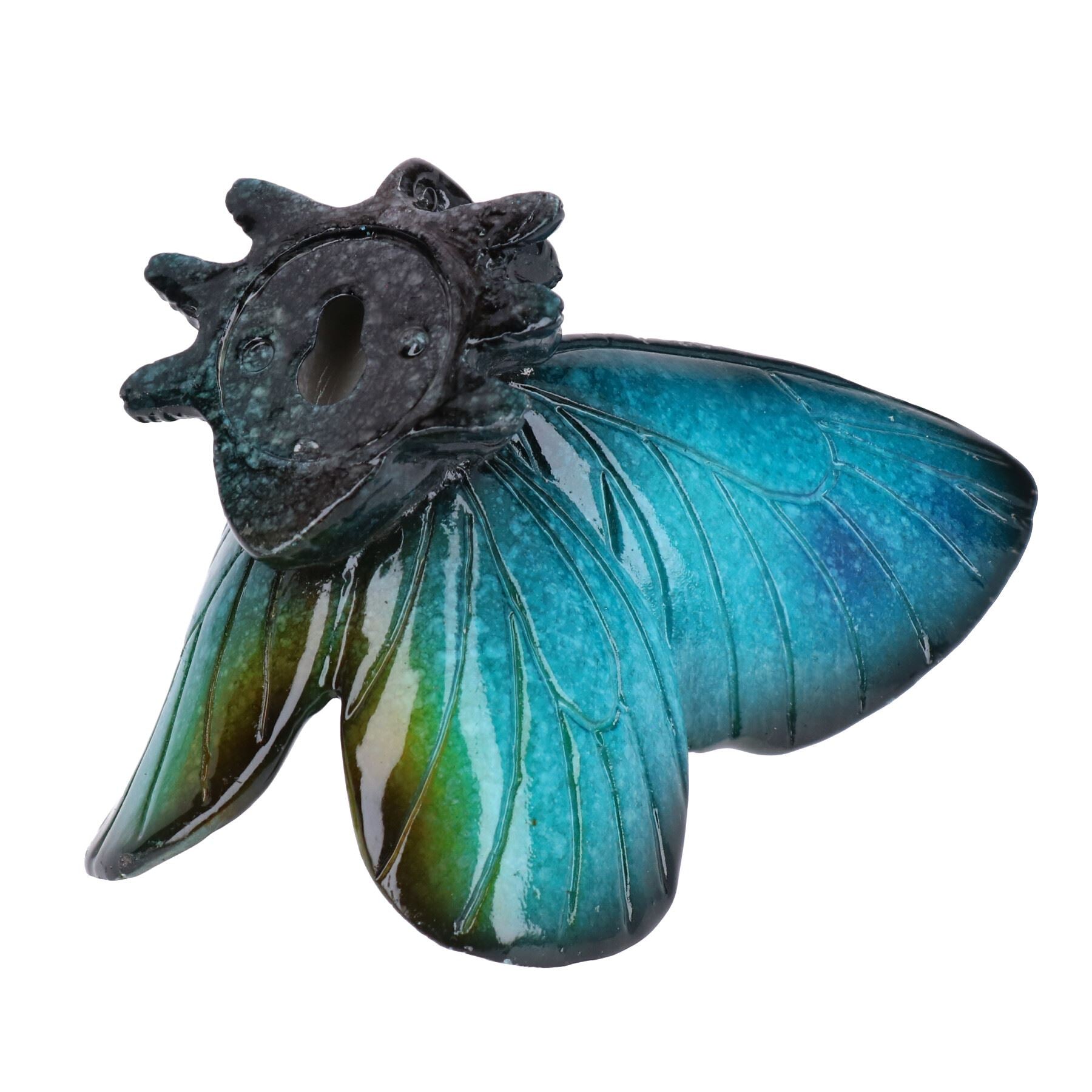 Blue Butterfly Resin Wall Mount Shed Sculpture Statue Ornament House Garden