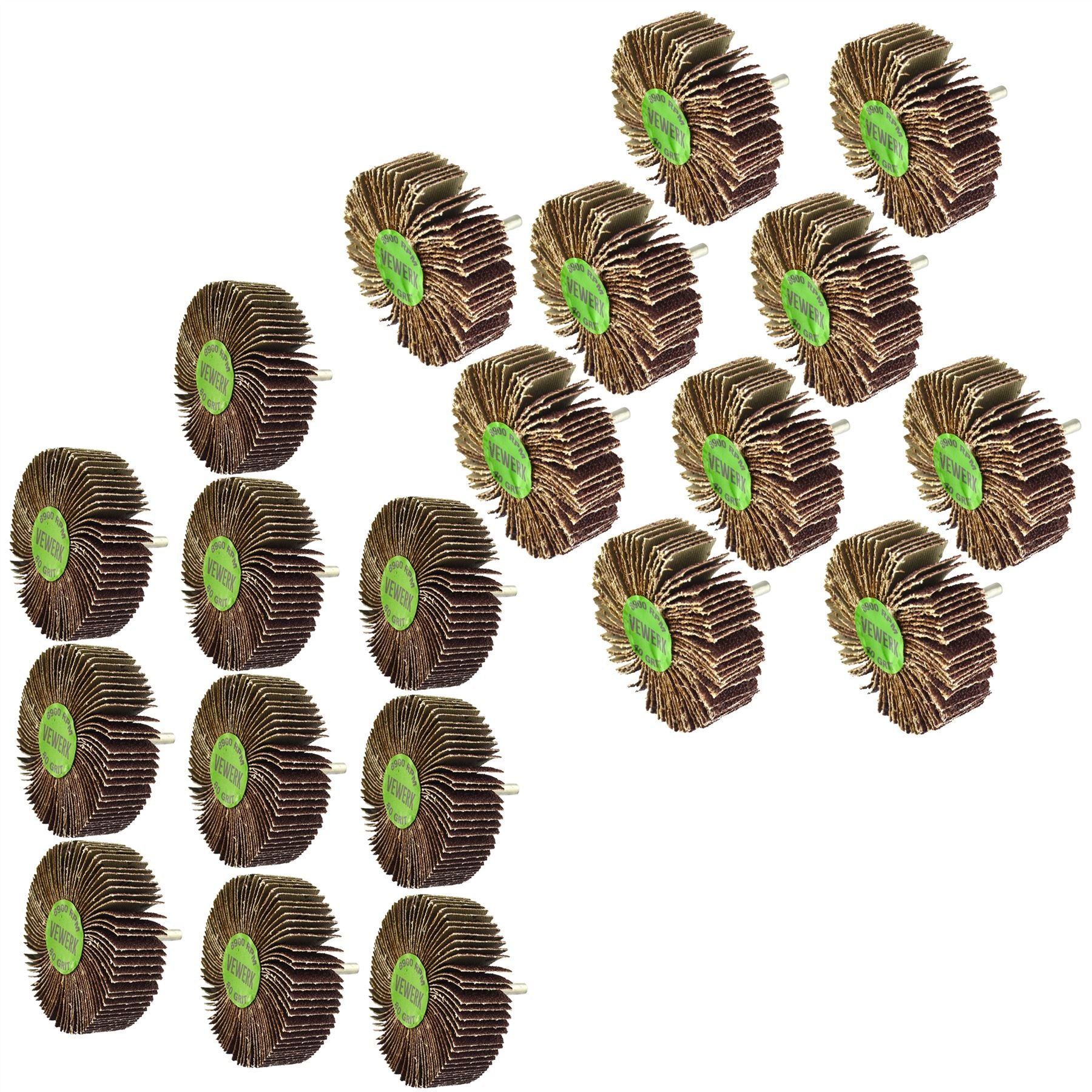 Fächerschleifscheibe mit Wellenmontage, Schleifbohrer, 80 mm, Körnung 40 und 80, 20 Stück