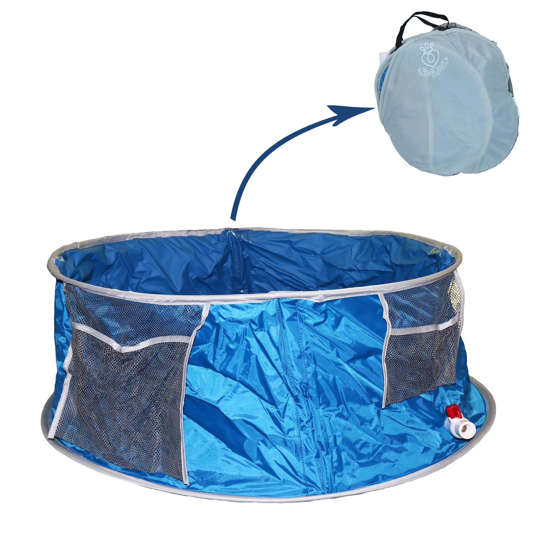 Tragbares, rutschfestes Pop-Up-Hundebadebecken zum Abkühlen, mittelgroß, D-91/H-33 cm