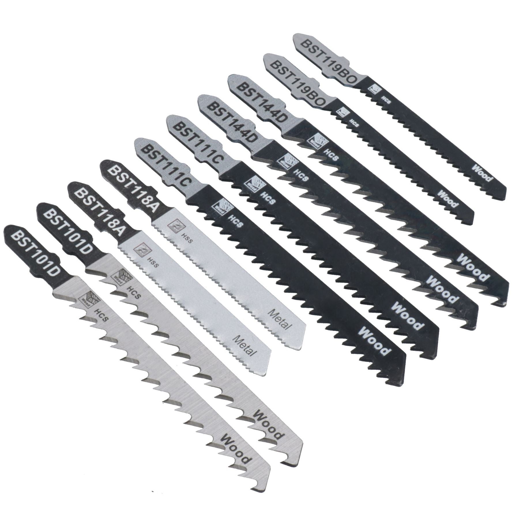 T Shank Fitting Jigsaw Cutting Blades Set For Plastic Wood Metal HCS Blade