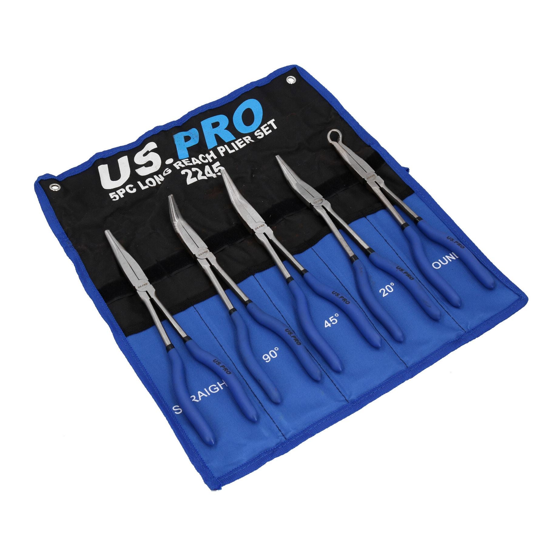 Spitzzangen-Satz, lang, 11 Zoll/275 mm, 5-teilig, gerade, gebogen, abgewinkelt, mit runder Spitze