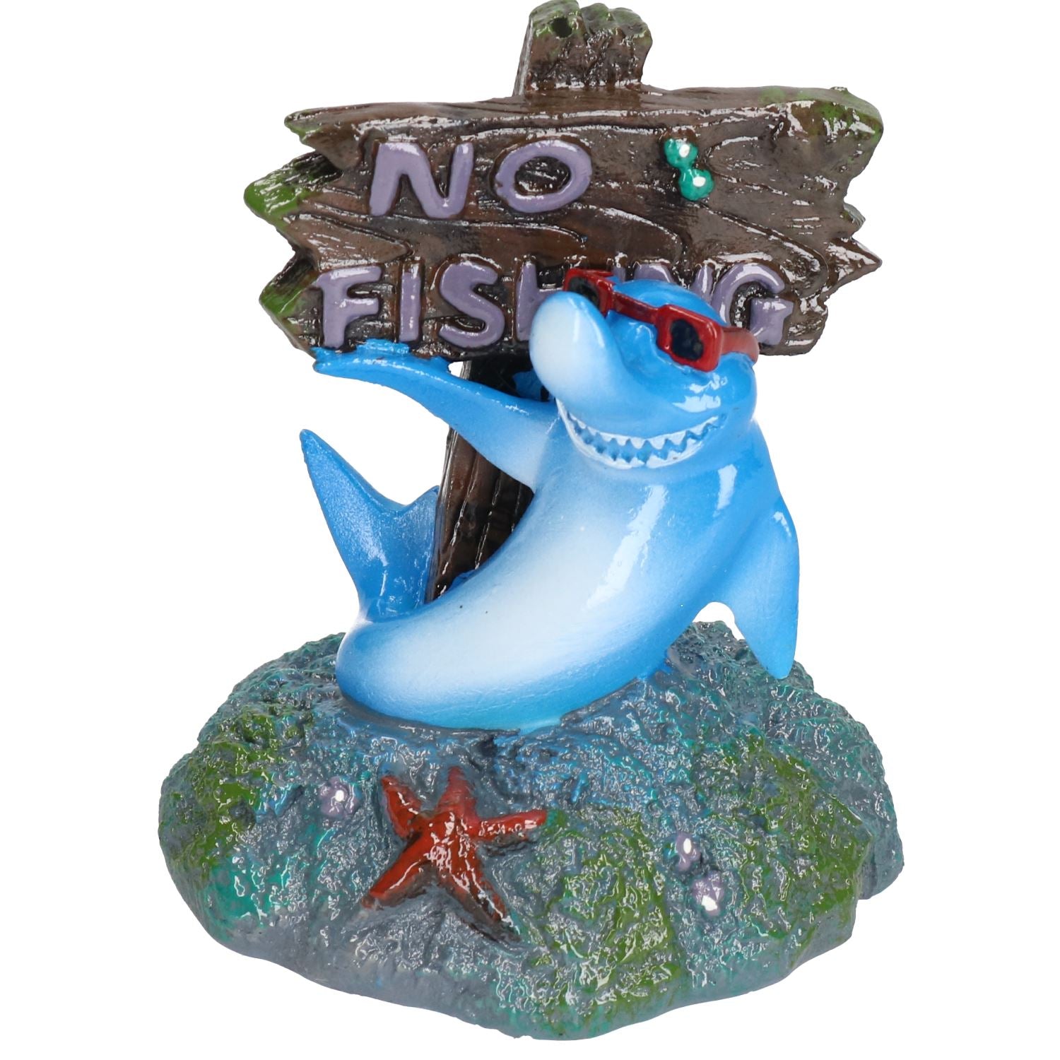 Ornement pour aquarium aquatique Cool Shark « Pas de pêche »