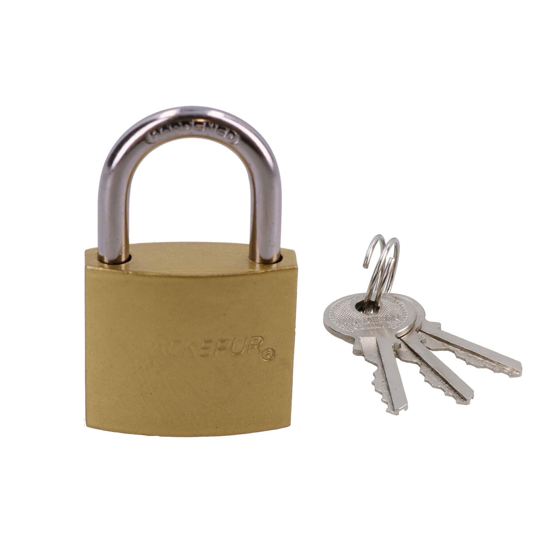 Heavy Duty 38mm Iron Brass Coated Padlock Security Lock Secure 3 Keys