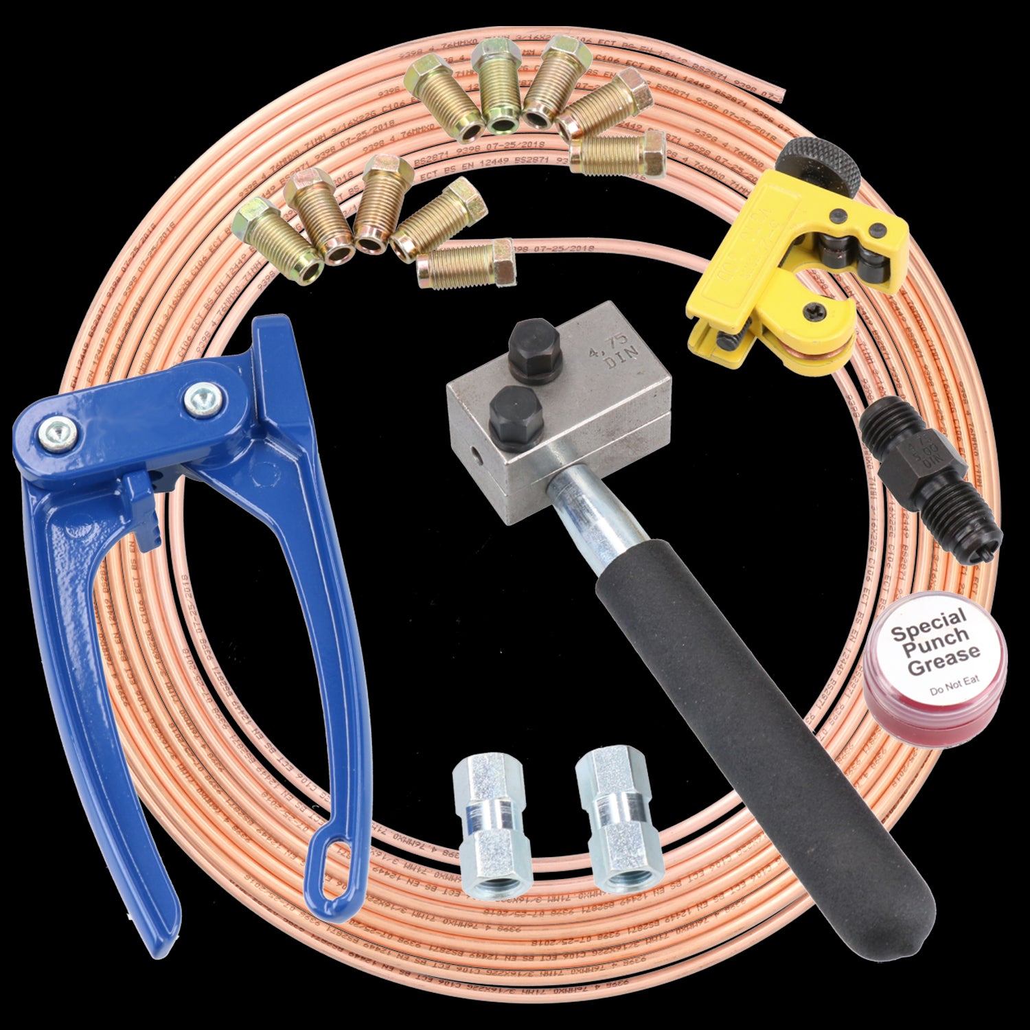 Kit de réparation de conduite de frein en cuivre Outil d'évasement Cintreuse M10 DIN adapté pour Ford Fiesta 1989-ON