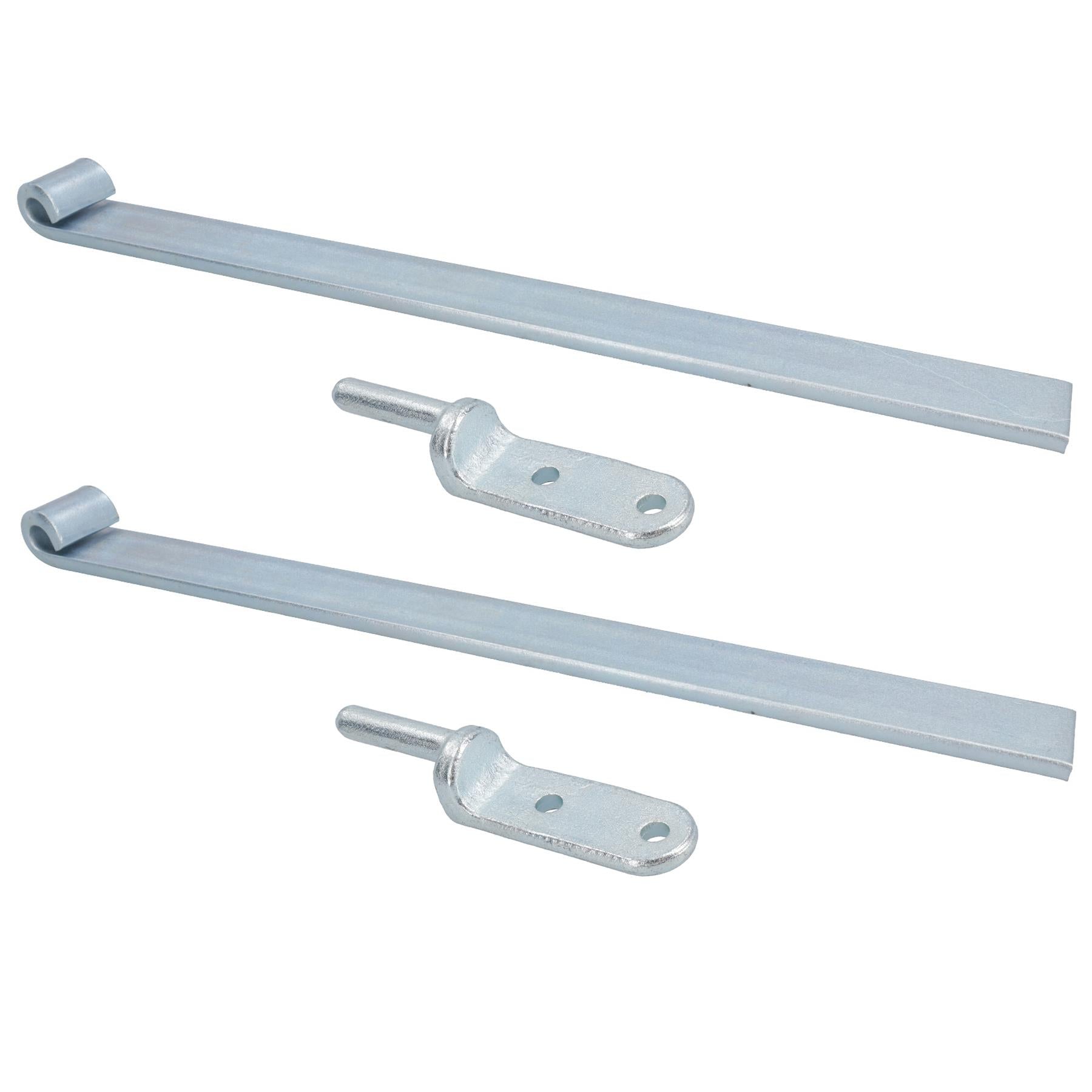 Charnière droite pour hayon long HD 460 mm x 40 mm + axe de piston boulonné de 12,5 mm