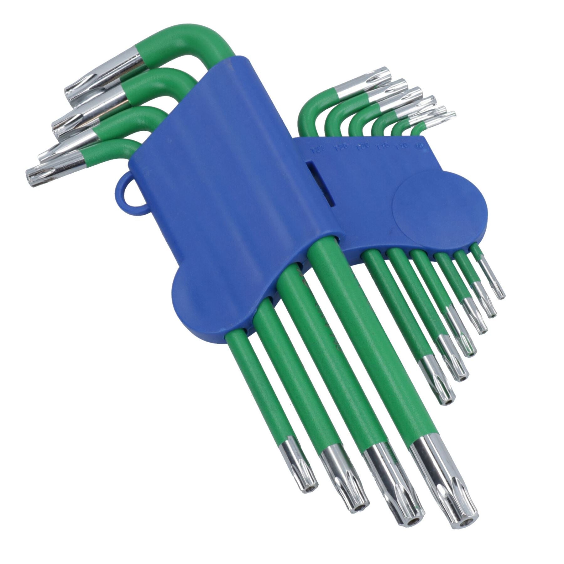 10 Stück lange Torx manipulationssichere Torx-Sternschlüssel mit Halter T9 – T50, rutschfester Griff