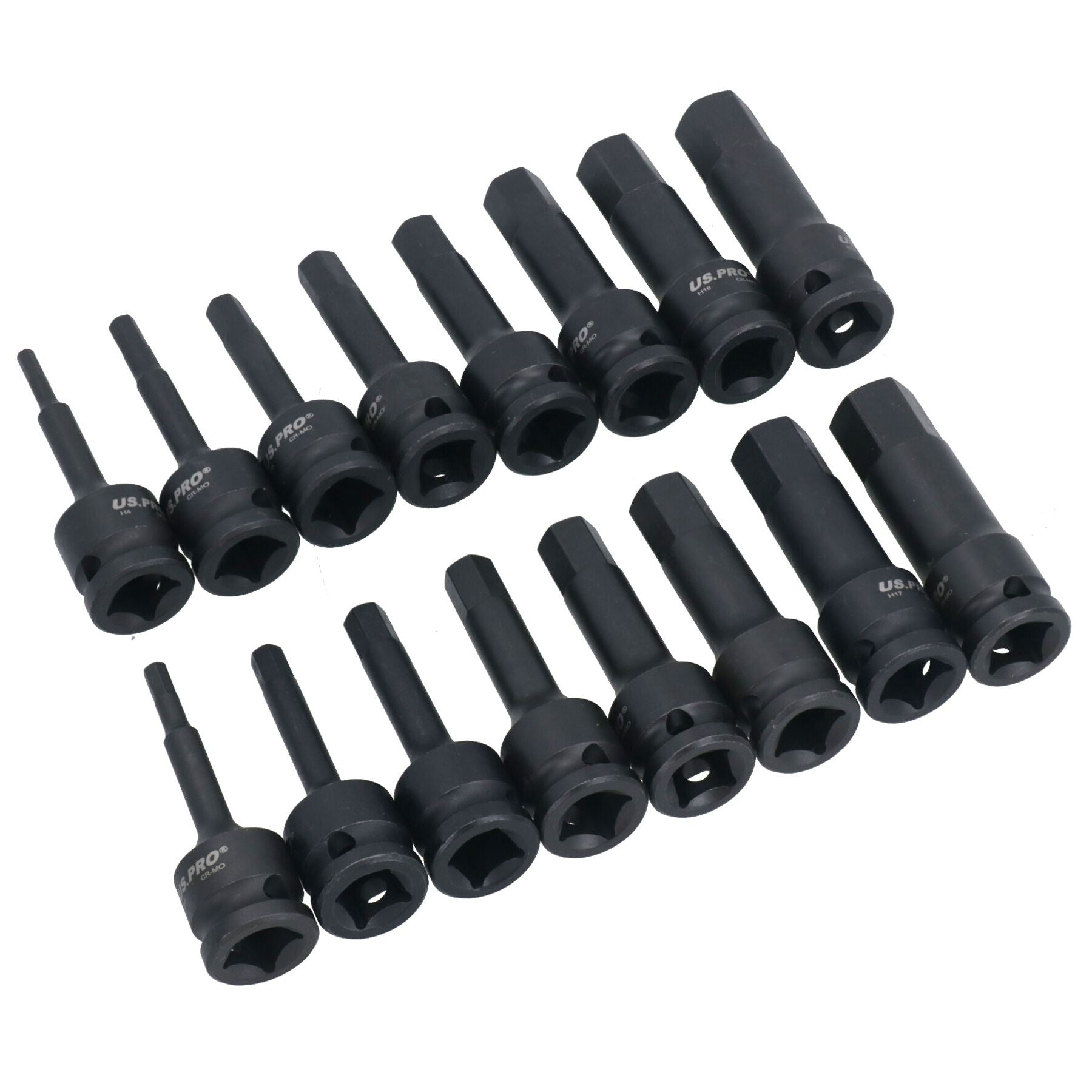 Douilles Allen à embouts hexagonaux à impact profond métriques de 4 mm à 19 mm, lot de 16 pièces
