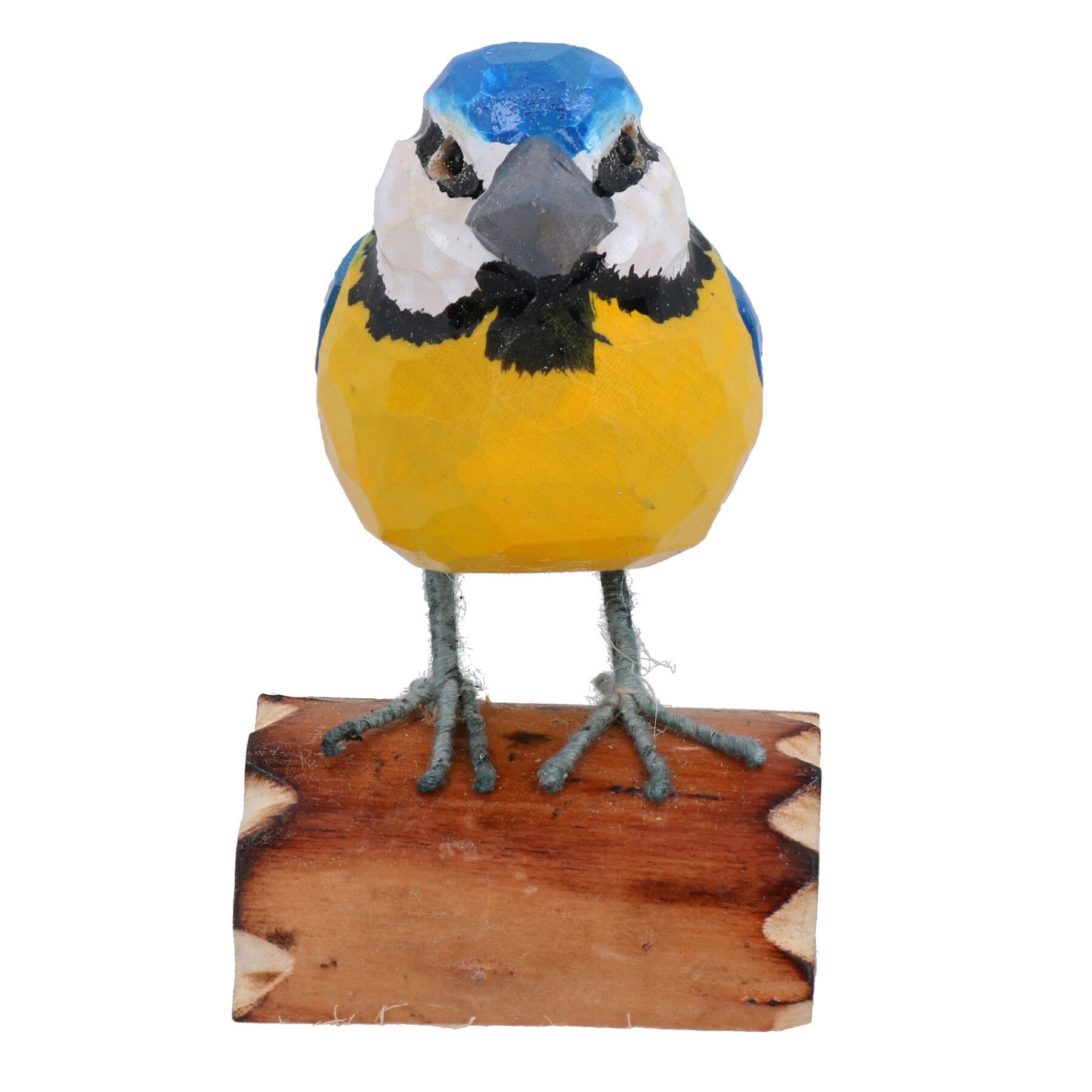 Petit oiseau britannique en métal sculpté à la main en bois mésange bleue décoration de jardin pour la maison cadeau