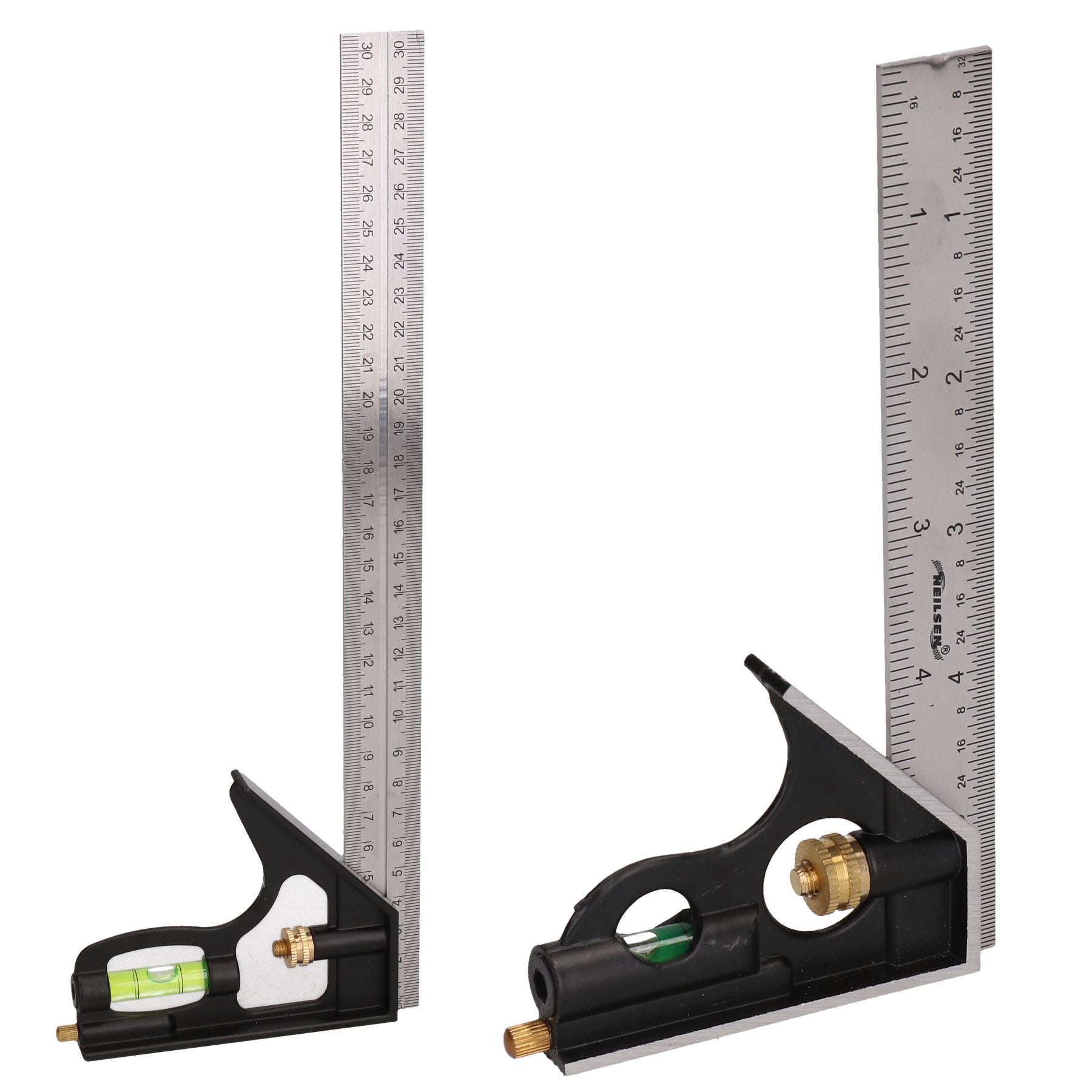 Ensemble d'équerres d'ingénieur réglables 6" + 12" + niveau à bulle 2 pièces