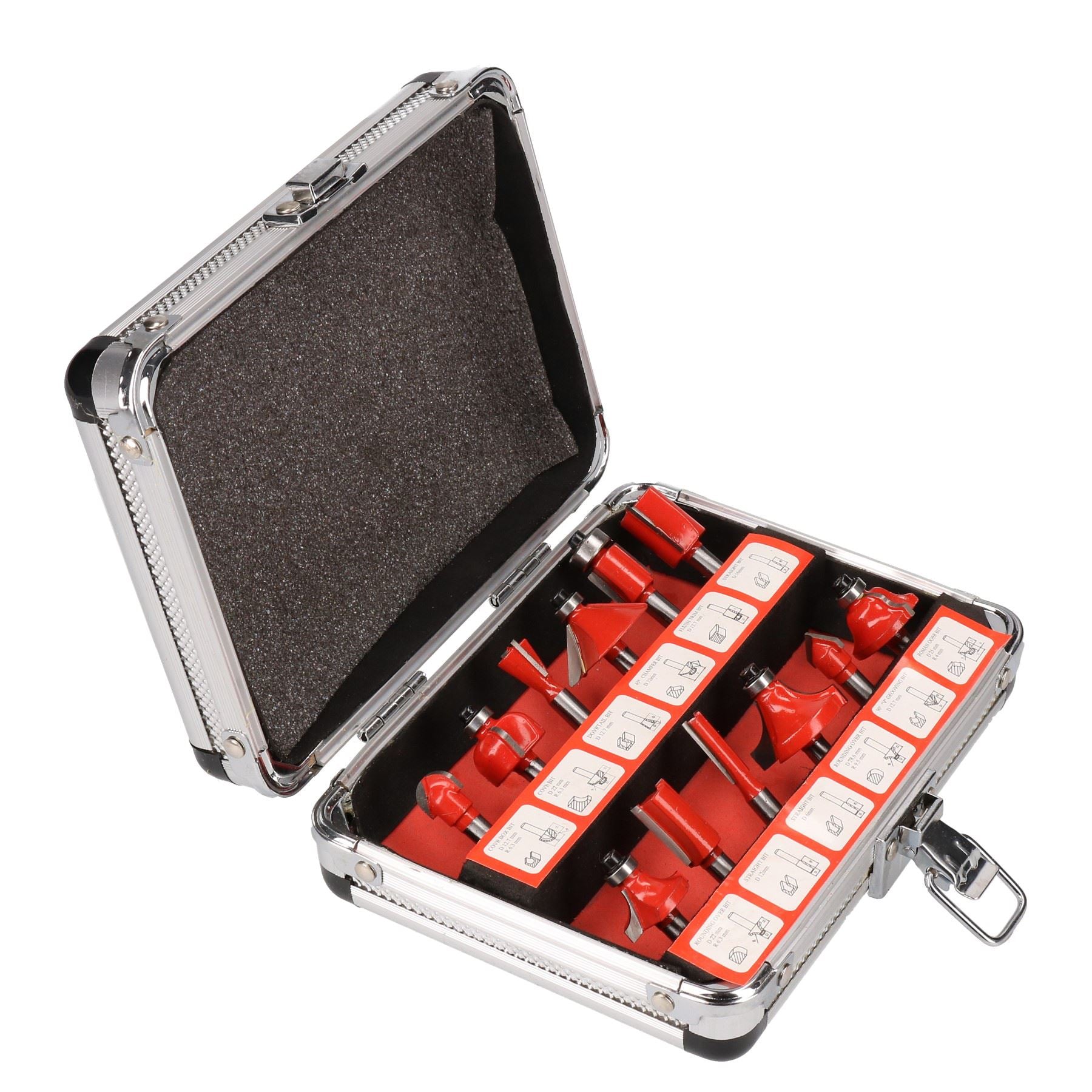 Ensemble de 12 fraises à défoncer TCT à pointe en carbure de tungstène avec fraise à tige 1/4 pour stratifié