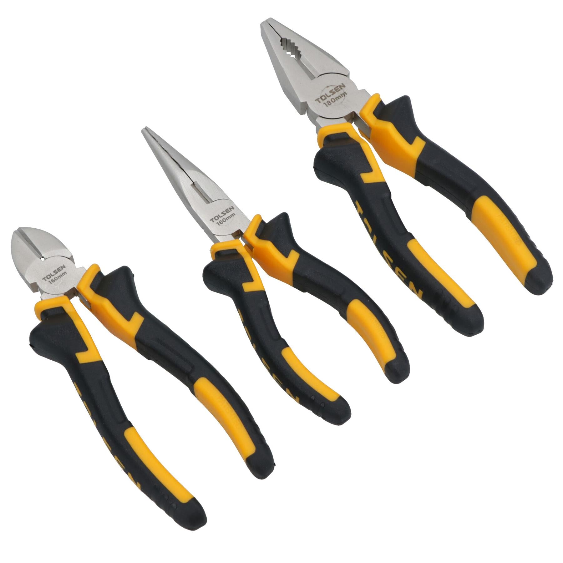 3pc Plier Set Combination / Long Nose / Cutter Snips Cushion Soft PVC Grip