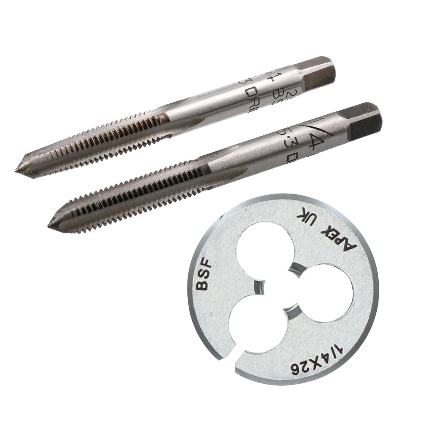 Jeu de tarauds et filières BSF Bouchon conique en acier au carbone Outil de filetage de coupe-filière de 1" Refiletage