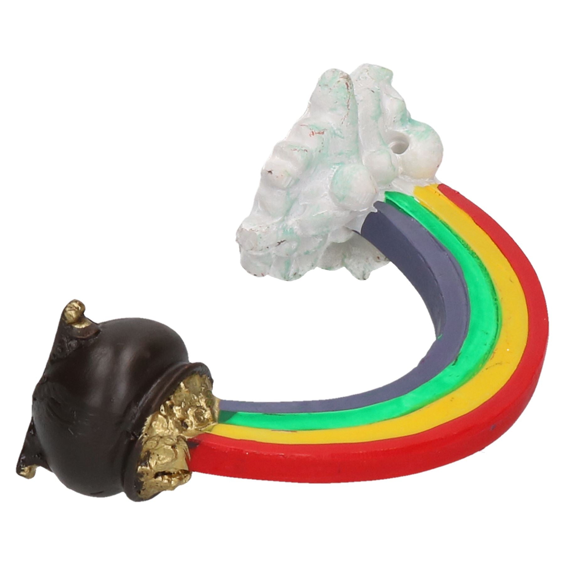 Décor d'aquarium aquatique arc-en-ciel en forme de pot d'or pour aquarium 14 x 5 x 6 cm