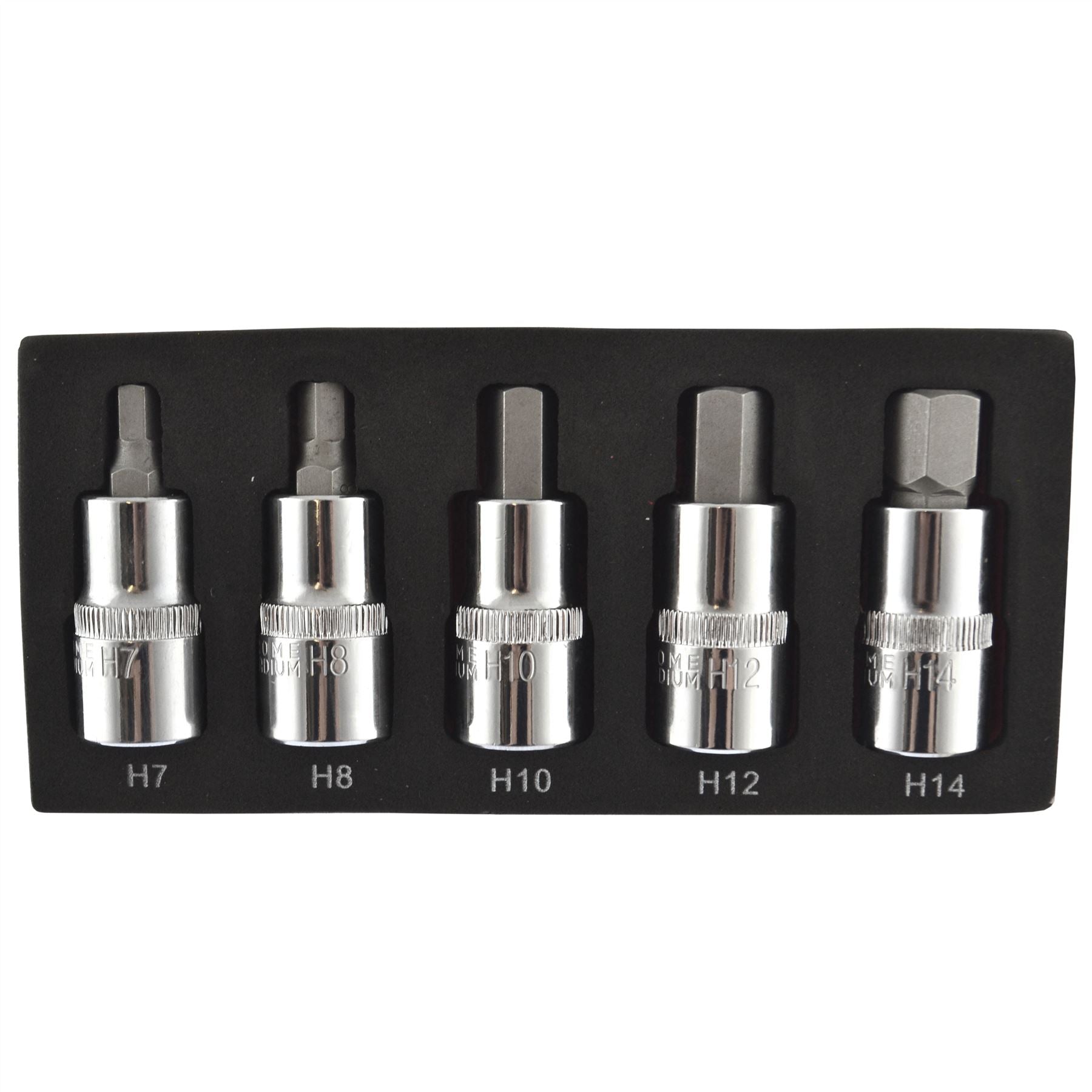 Embouts de clé à douille hexagonale/Allen 1/2" tailles métriques 7 mm - 14 mm 5 pièces AN093