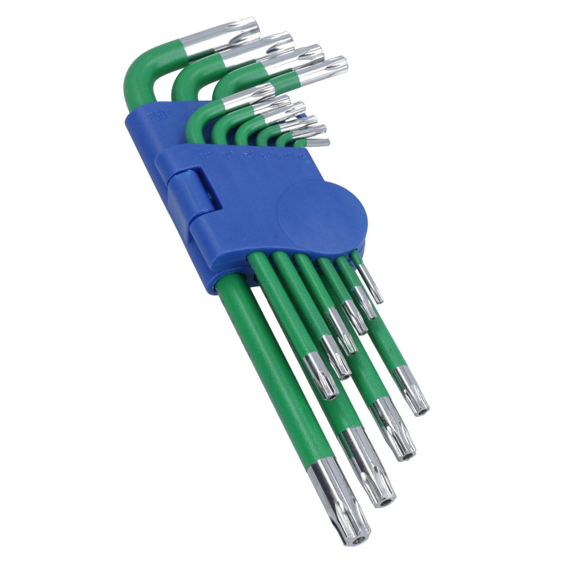 10 Stück lange Torx manipulationssichere Torx-Sternschlüssel mit Halter T9 – T50, rutschfester Griff