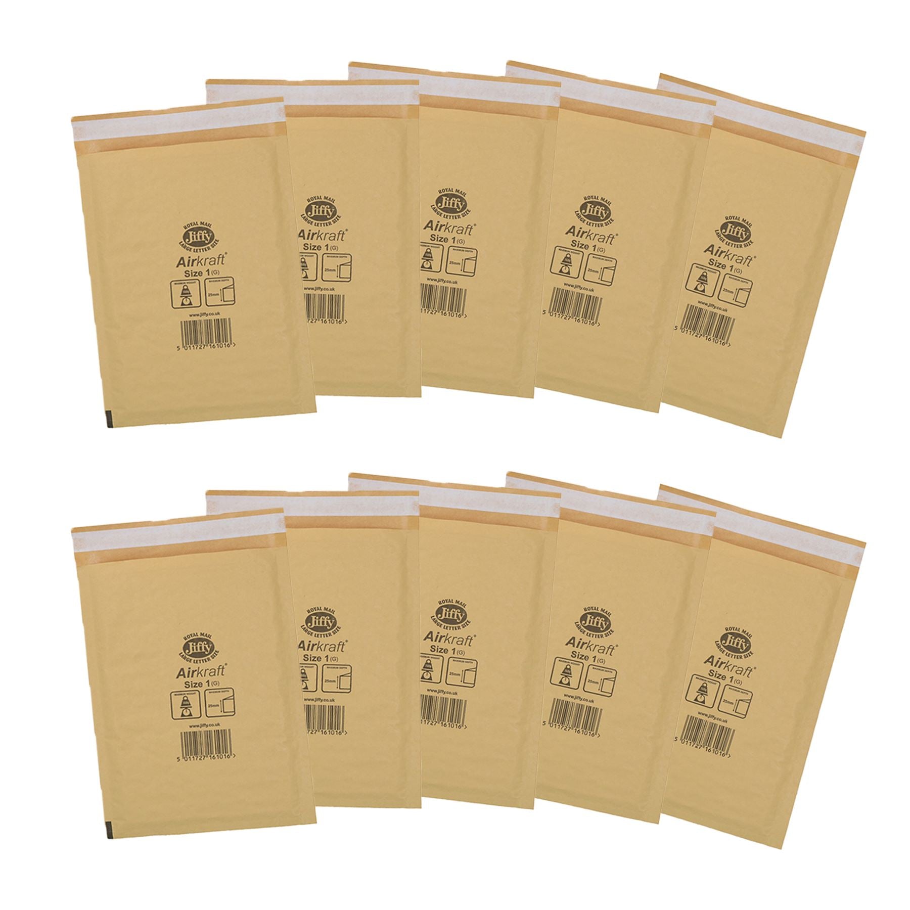 10er-Packung Luftpolstertaschen aus echtem Gold, gepolsterte Luftpolstertaschen, Umschläge, Größe 1