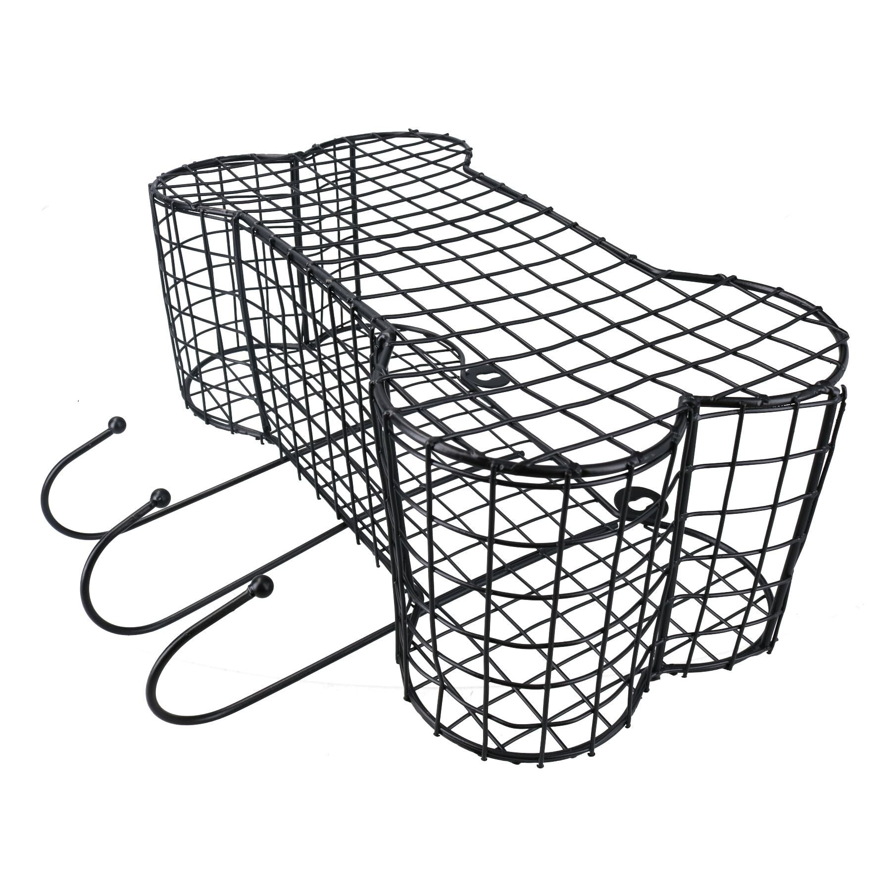 Small Wire Storage Shelf Bone Shaped Basket With Dog Lead Hooks Pet Tidier