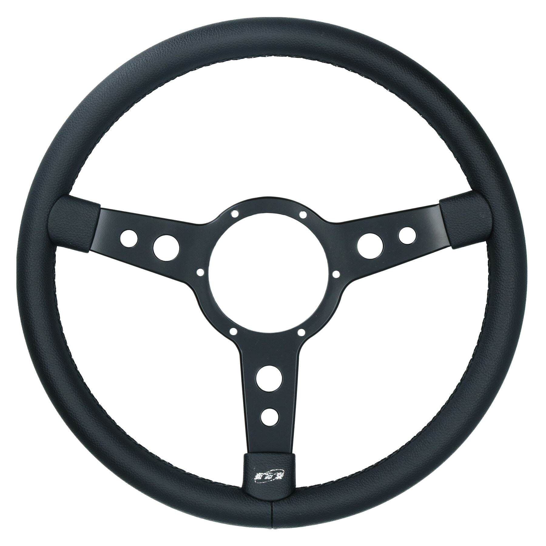 Volant de voiture classique traditionnel de 15 pouces en vinyle noir à 3 branches et 6 trous