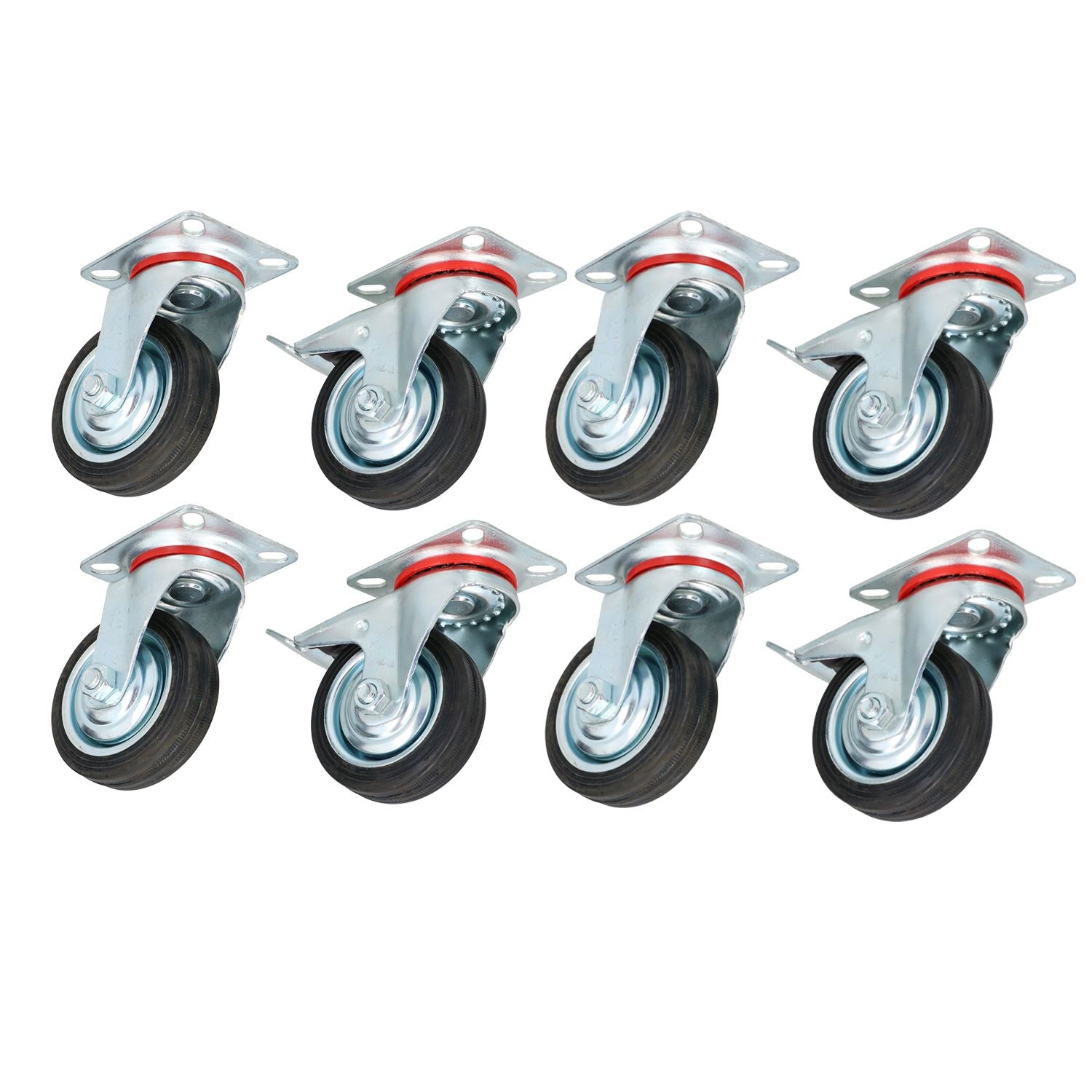 Lot de 8 roulettes pivotantes de 75 mm et 3 pouces avec freins pour meubles