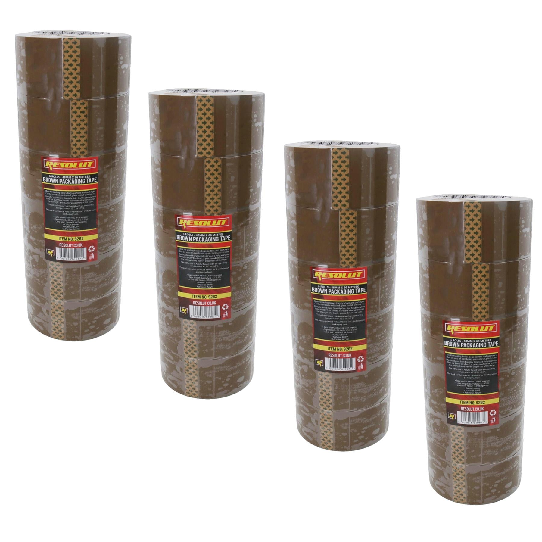 Paketklebeband, braun, 48 mm x 68 m pro Rolle, zum Verschließen, strapazierfähig