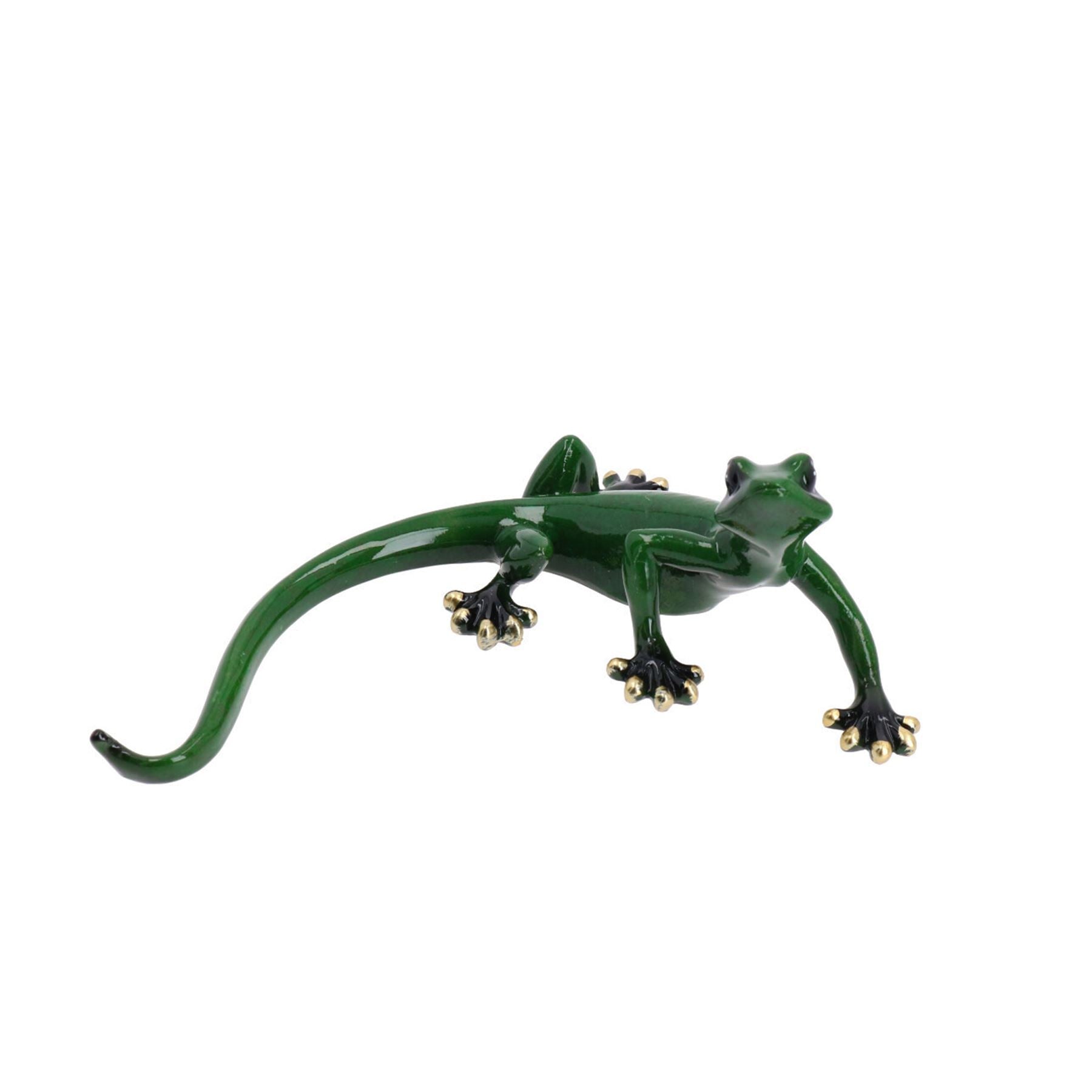 Statue de sculpture murale en résine représentant un lézard gecko vert, ornement pour maison, petite taille