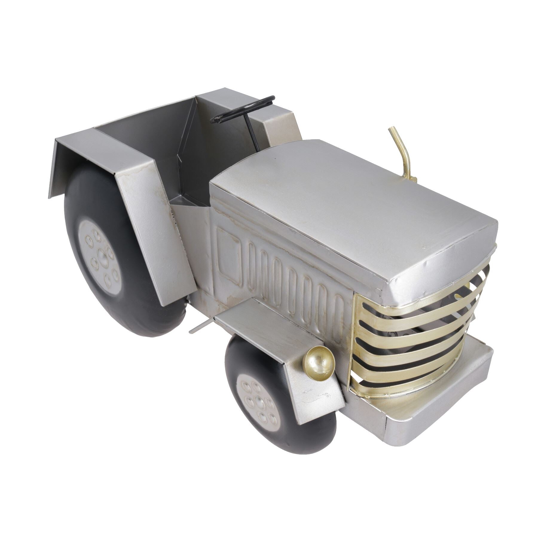 Grau/Splitter Traktor Pflanzer Blumentopf Garten Metall Ornament Bauernhof Haus