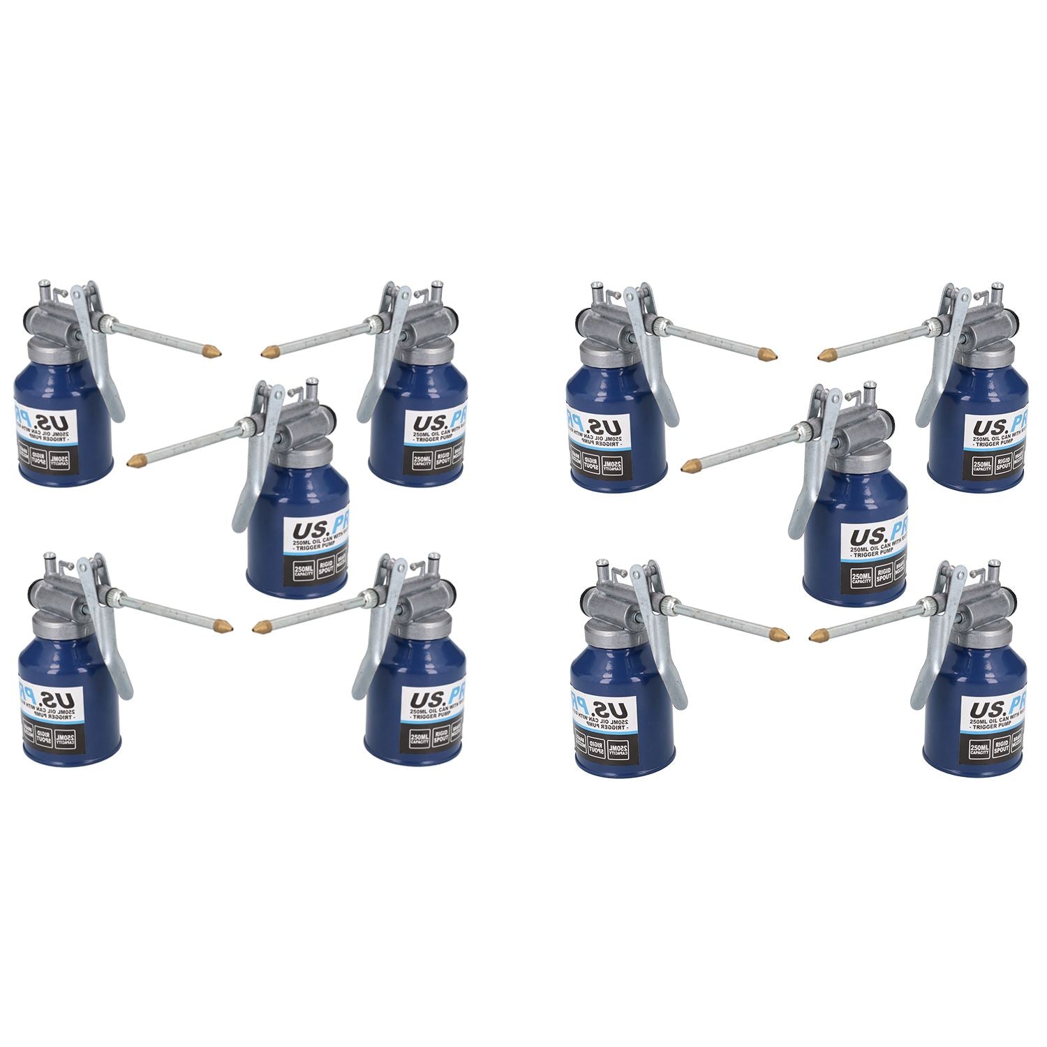 250 ml Öl-/Schmiermitteldose aus Metall mit starrer Tülle, Daumenpumpe, Auslösefunktion, 10 Stück