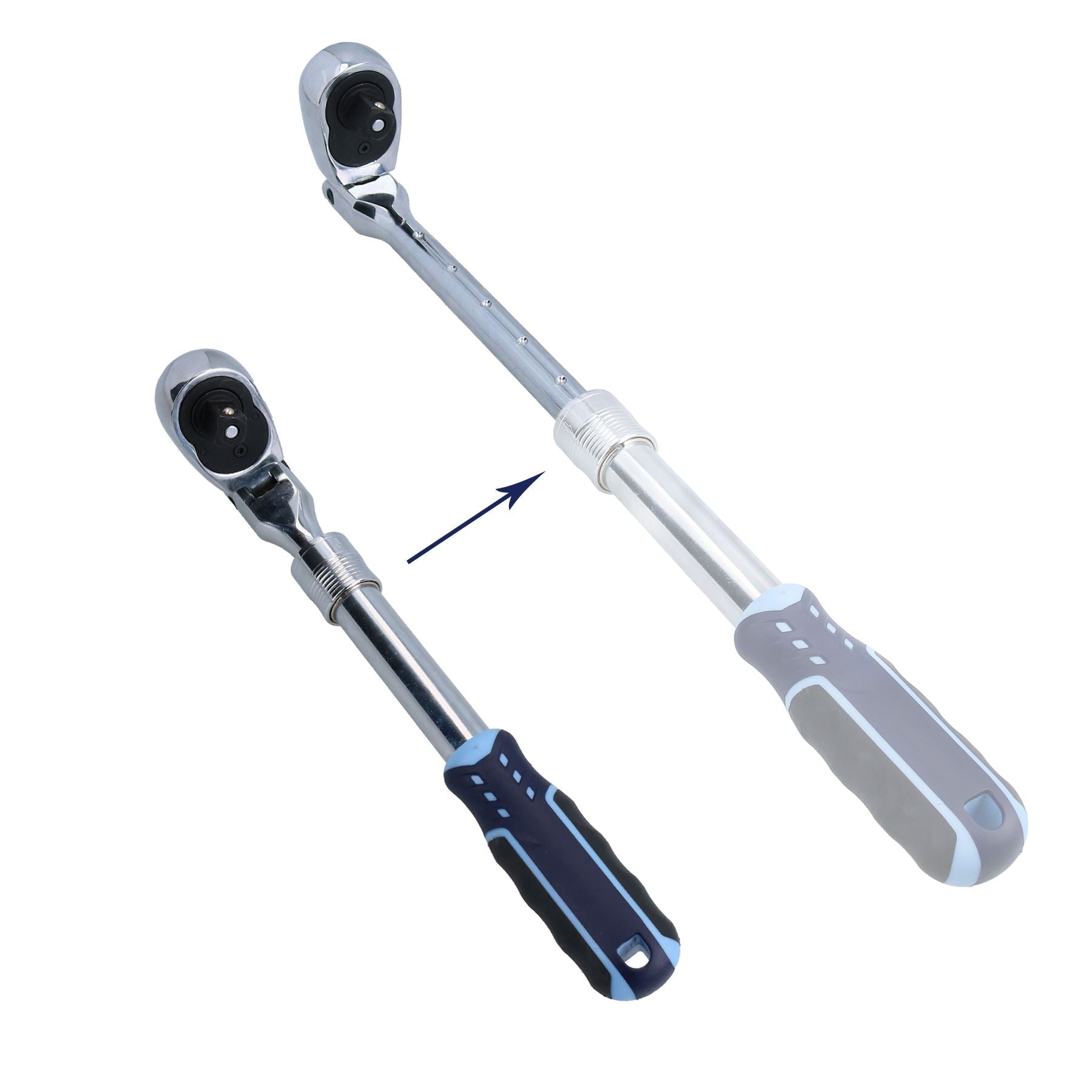 Tournevis à cliquet extensible et flexible à entraînement 1/2" 72 dents à dégagement rapide