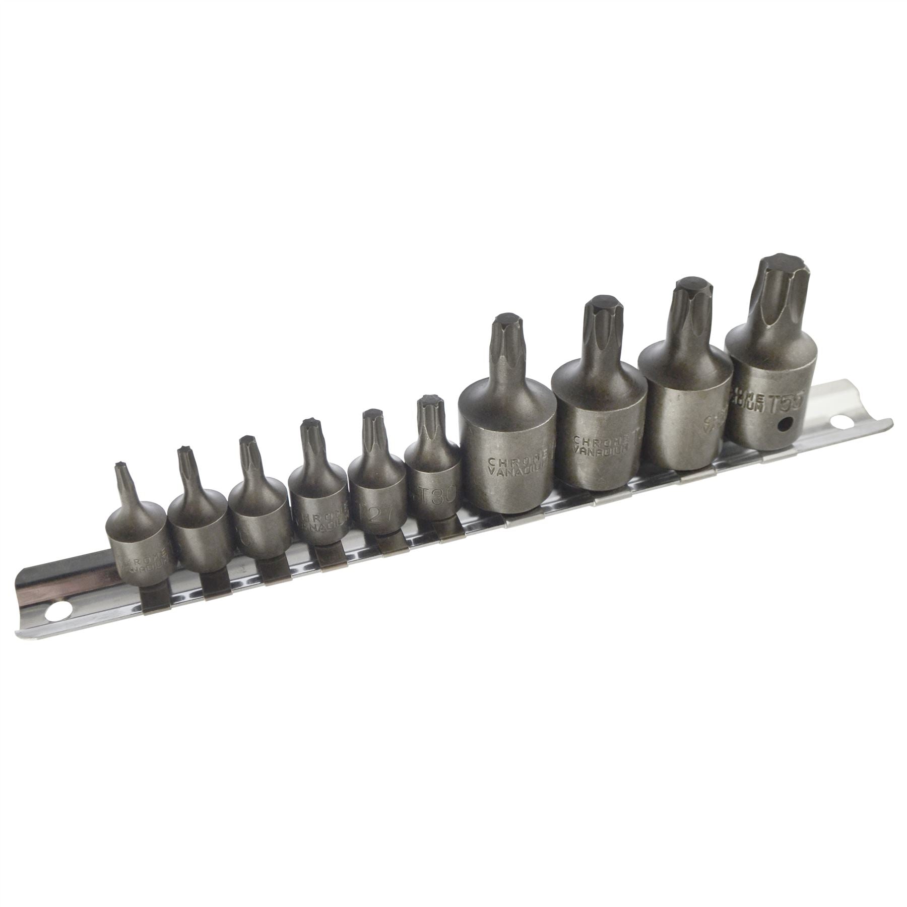 Torx-/Stern-Bit-Steckschlüsseleinsätze T10 – T55, 1/4 Zoll und 3/8 Zoll Antrieb, 11-teilig von Bergen AT094G