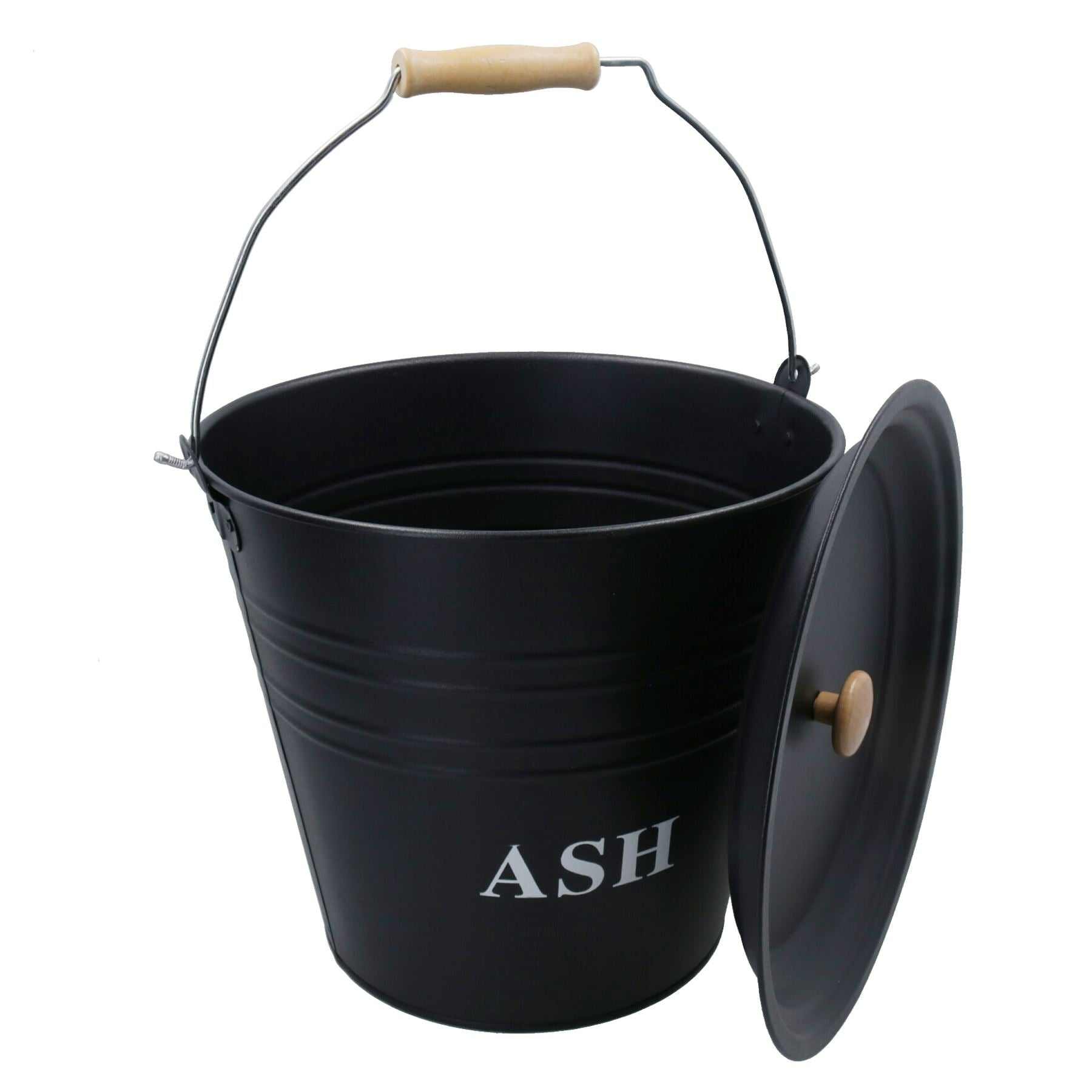Metal 12 Litre Cap Ash Bucket with Lid Fireplace Fireside Bin Scuttle Holder Coal