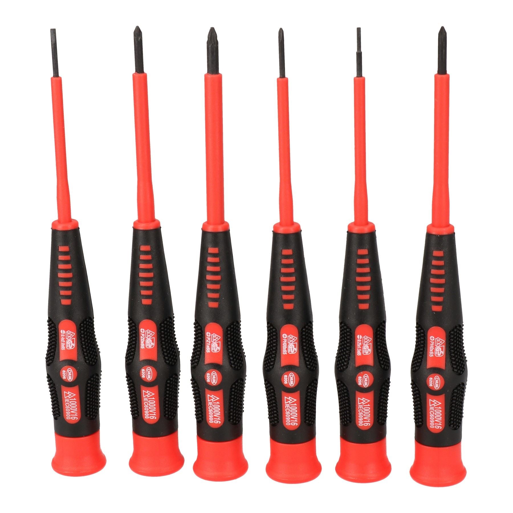 Electricians VDE Insulated Precision Screwdriver Pozi Phillips and Slotted 6pc