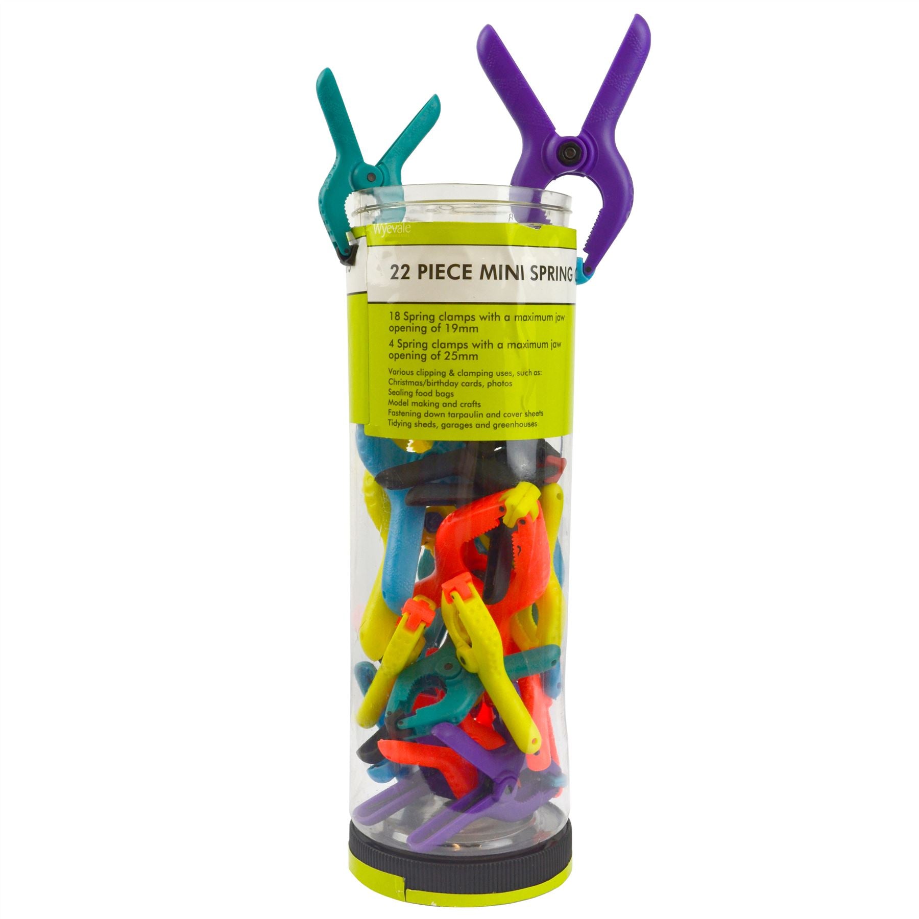 Mini-Klemmensatz / Mini-Marktstand-Clip, Kunststoffgriffe, 22-teilig, 19 mm und 25 mm, SIL289