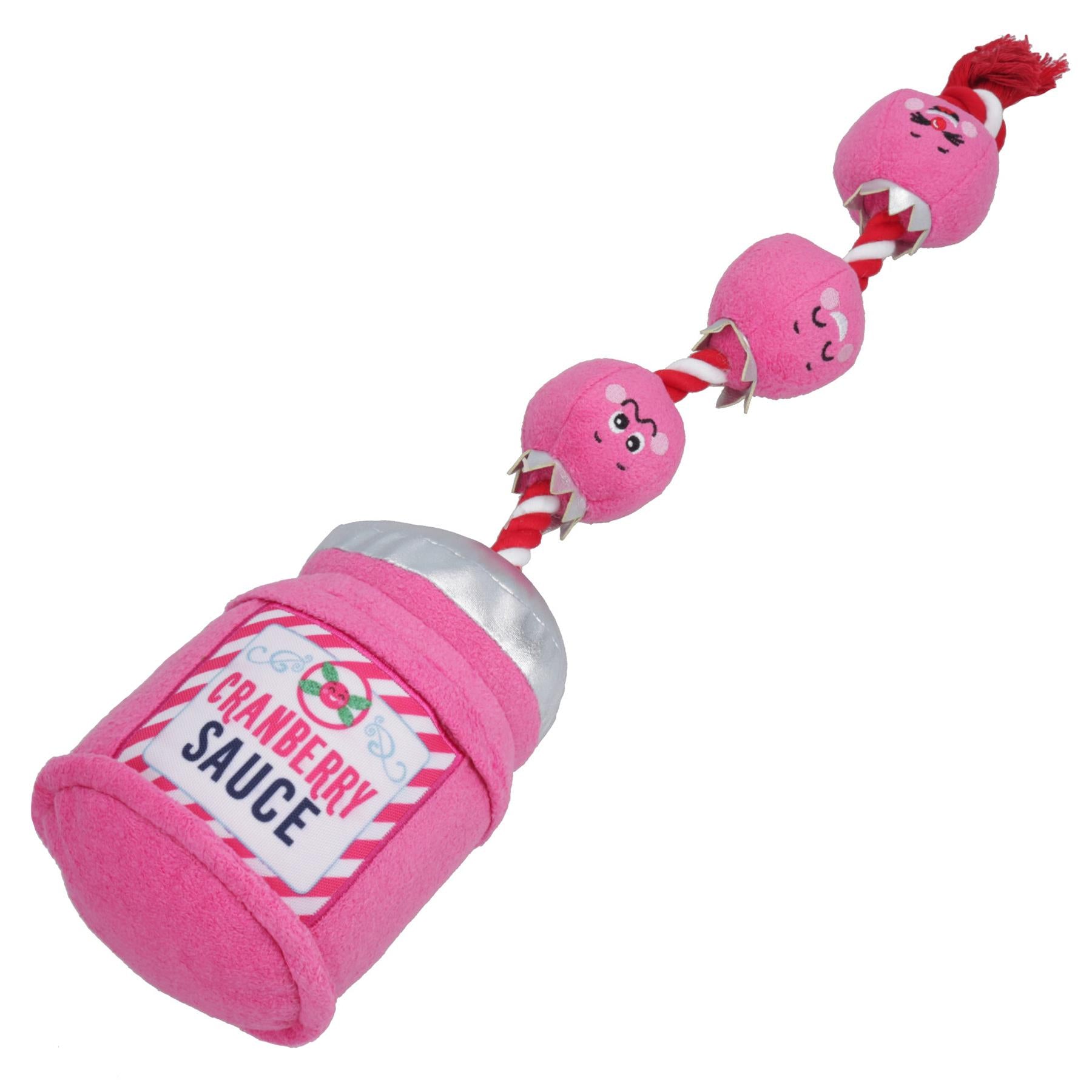 Jouet en peluche pour chien en corde avec sauce aux canneberges de Noël, corde couinante, cadeau de Noël