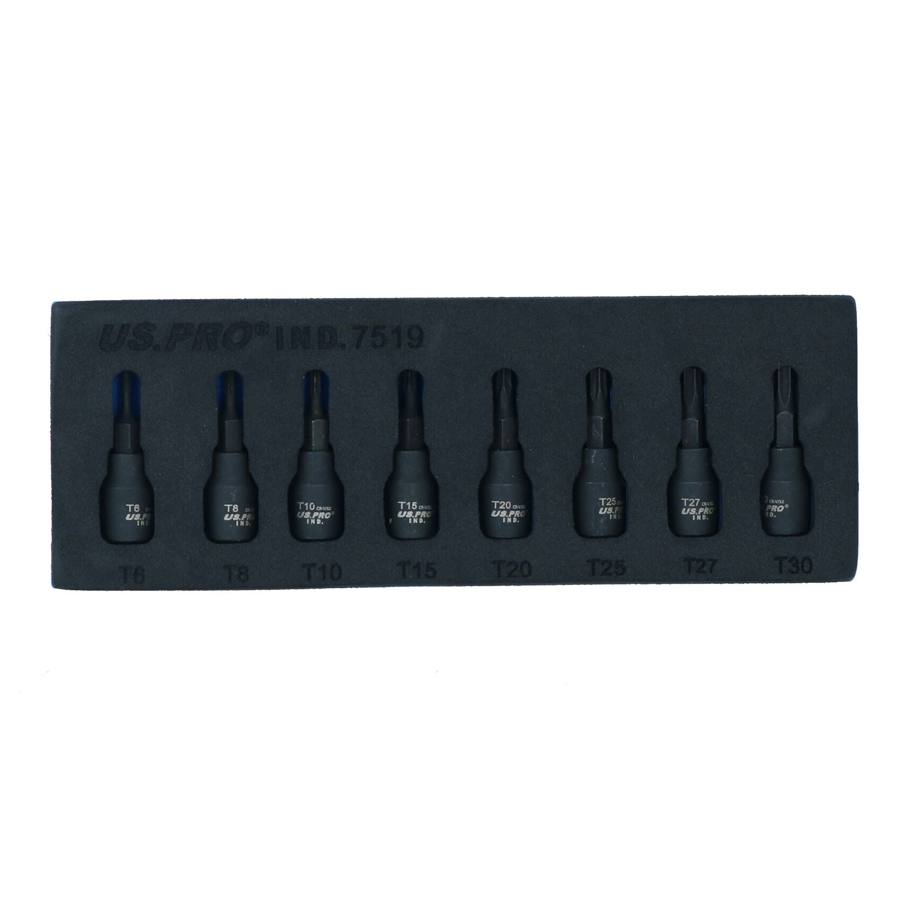 1/4-Zoll-Antrieb, Torx-Steckschlüssel, flach, mit Sternform, T6 – T30, 8-teiliger Satz