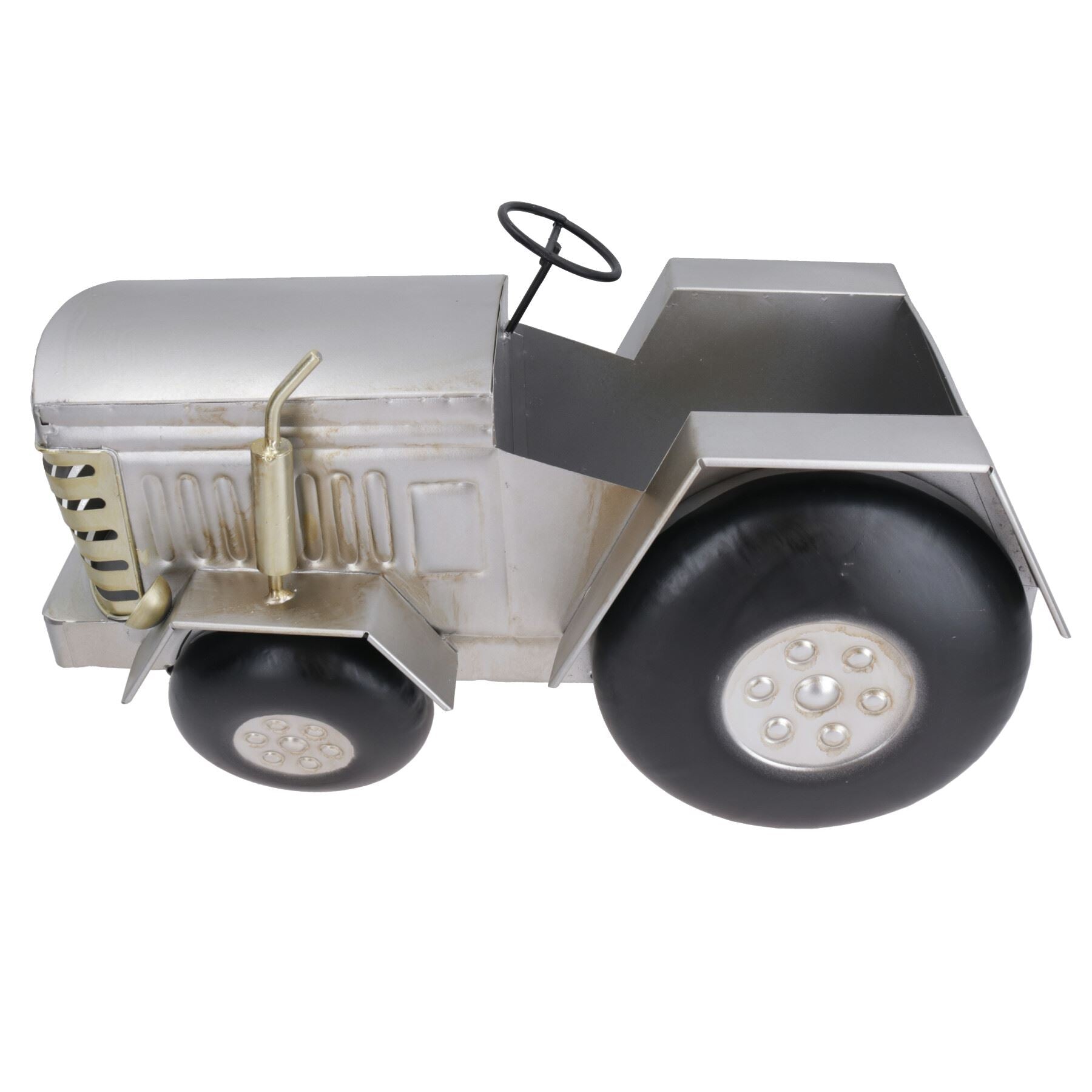 Grau/Splitter Traktor Pflanzer Blumentopf Garten Metall Ornament Bauernhof Haus