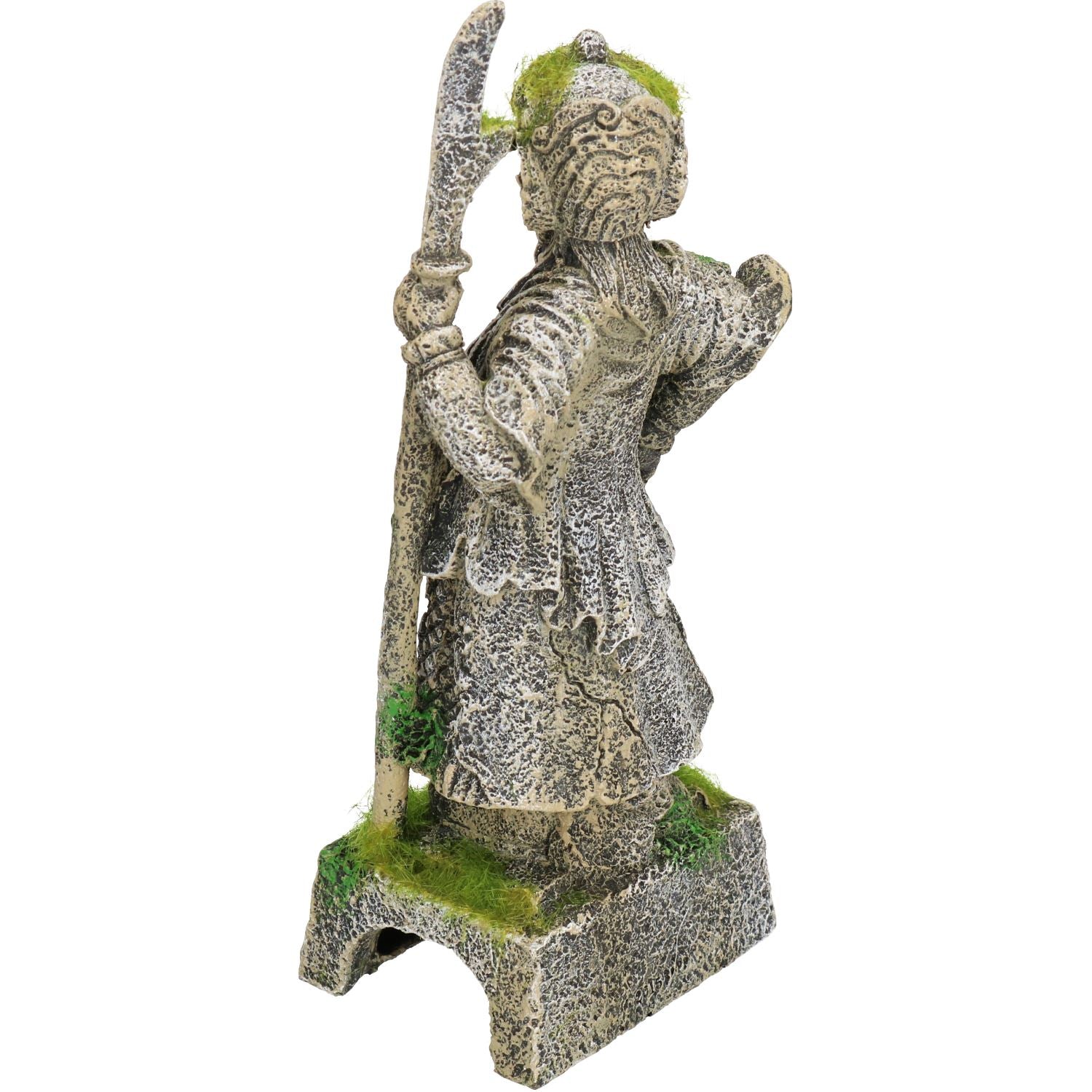 Aquatic Aquarium Decor Moss Covered Thai Warrior Fish Tank Ornament 9x7x22