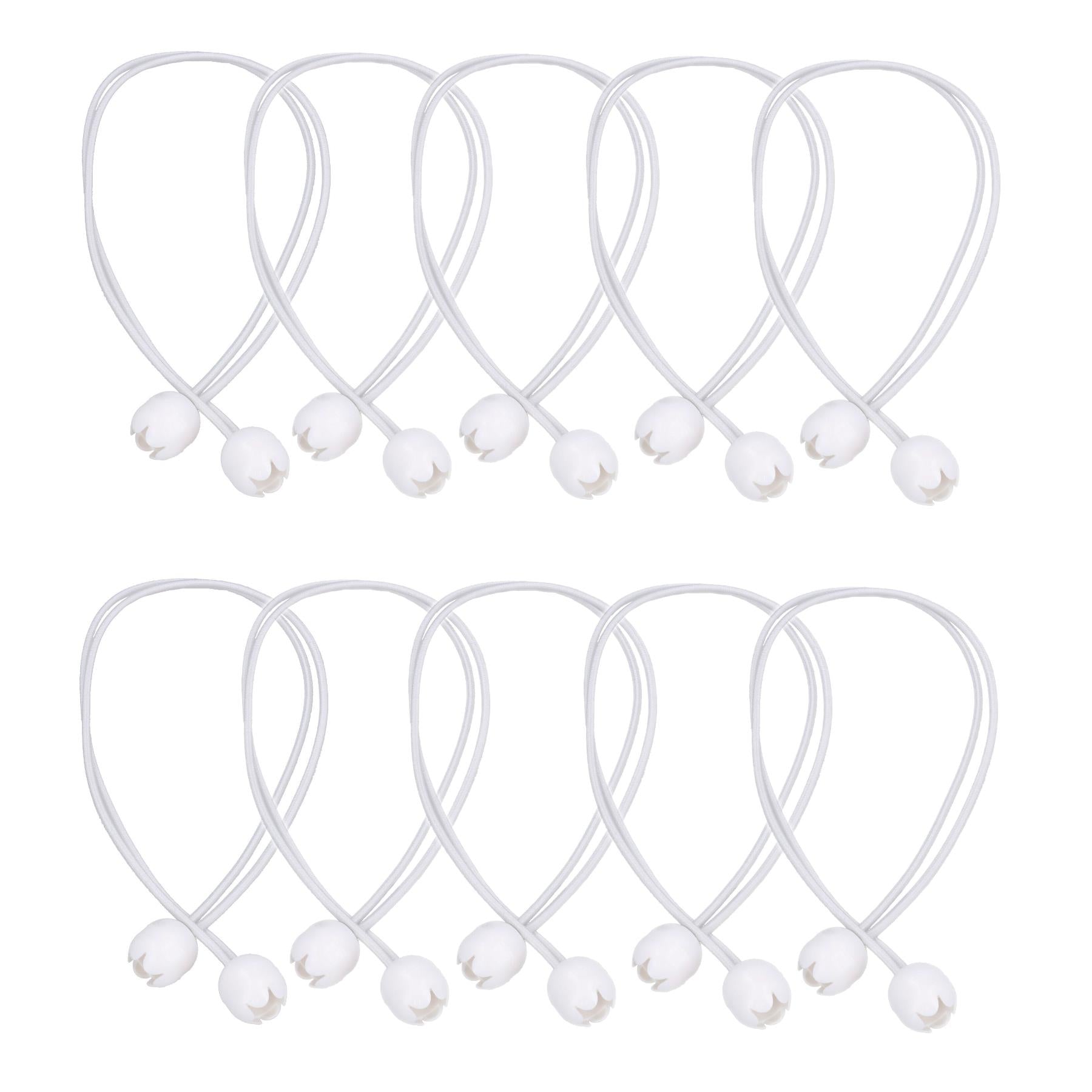 Lot de 10 tendeurs de voile à boules élastiques de 30 à 50 cm de long et cordon élastique de 4 mm pour bateau, yacht, canot