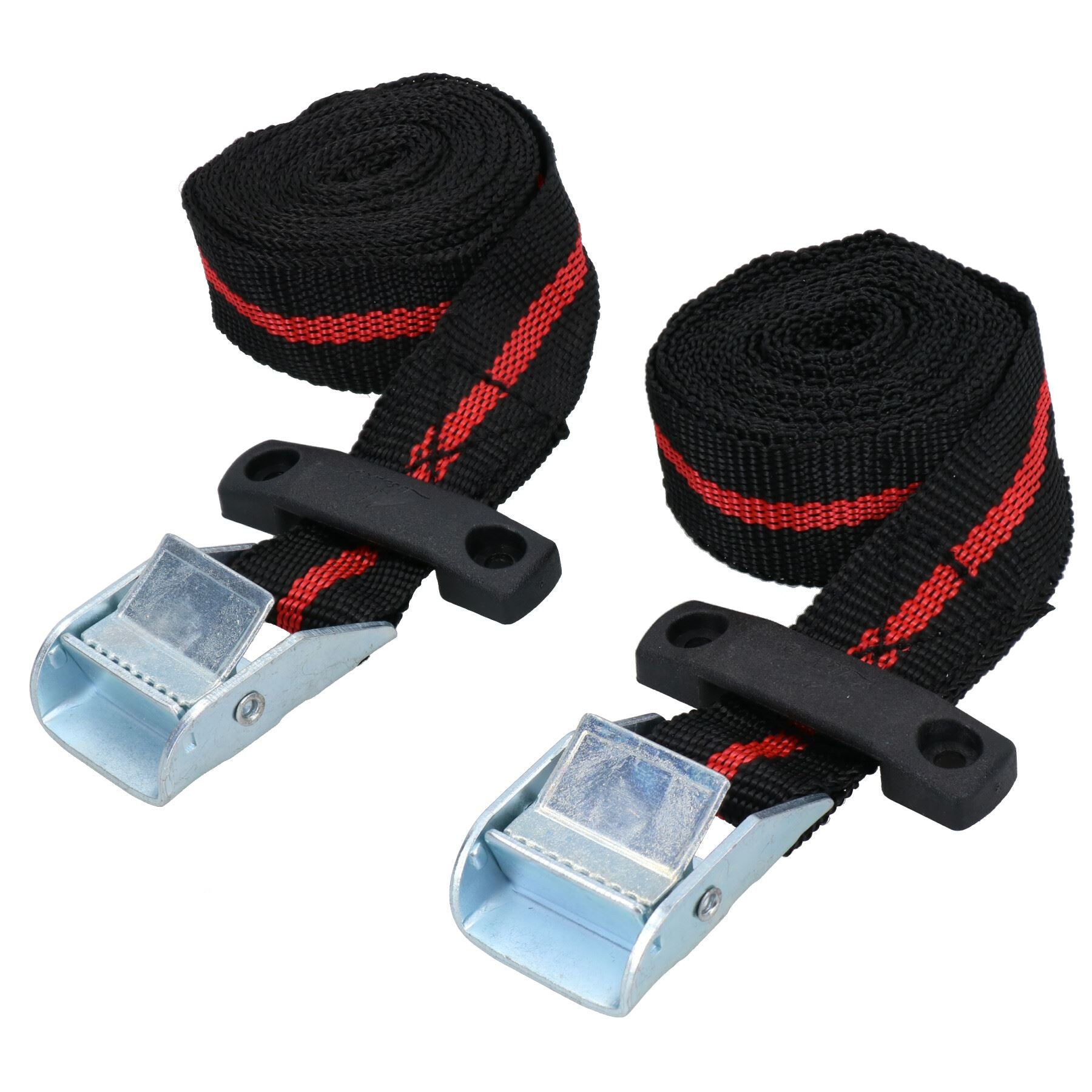 Lot de 2 sangles d'arrimage à boucle à came de 2,5 m avec supports de fixation pour pont en sangle