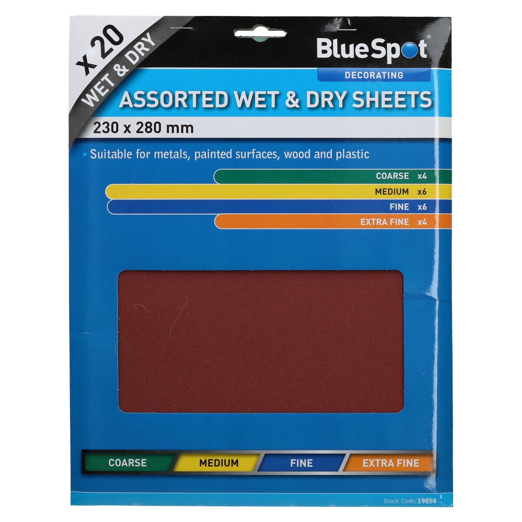 Lot de 20 feuilles de papier de verre sèches et humides assorties pour métal, plastique, bois, grains mixtes