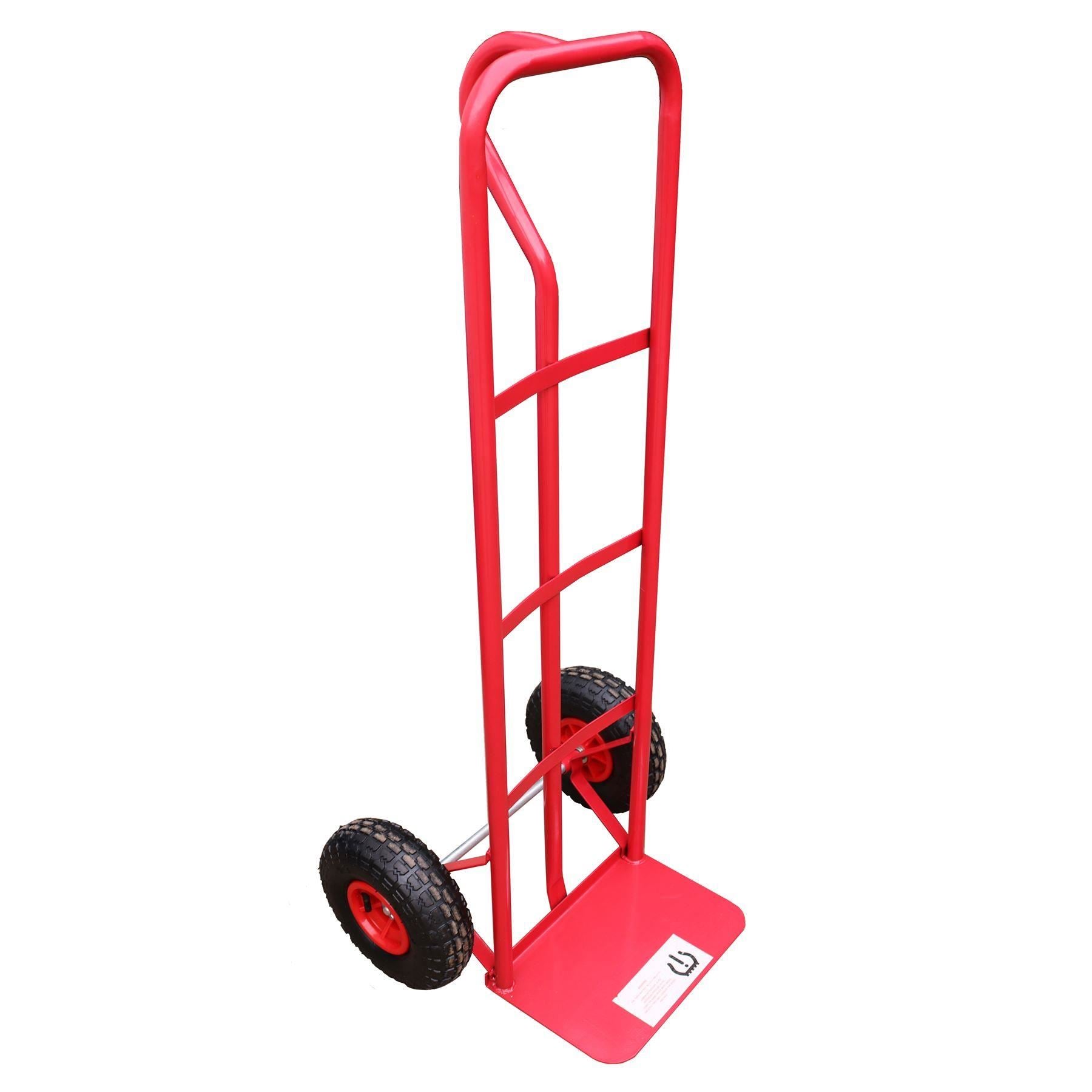 B GRADE Sack Truck 600lb With Pneumatic Wheels Red Steel Hand Trolley Stacker Truck