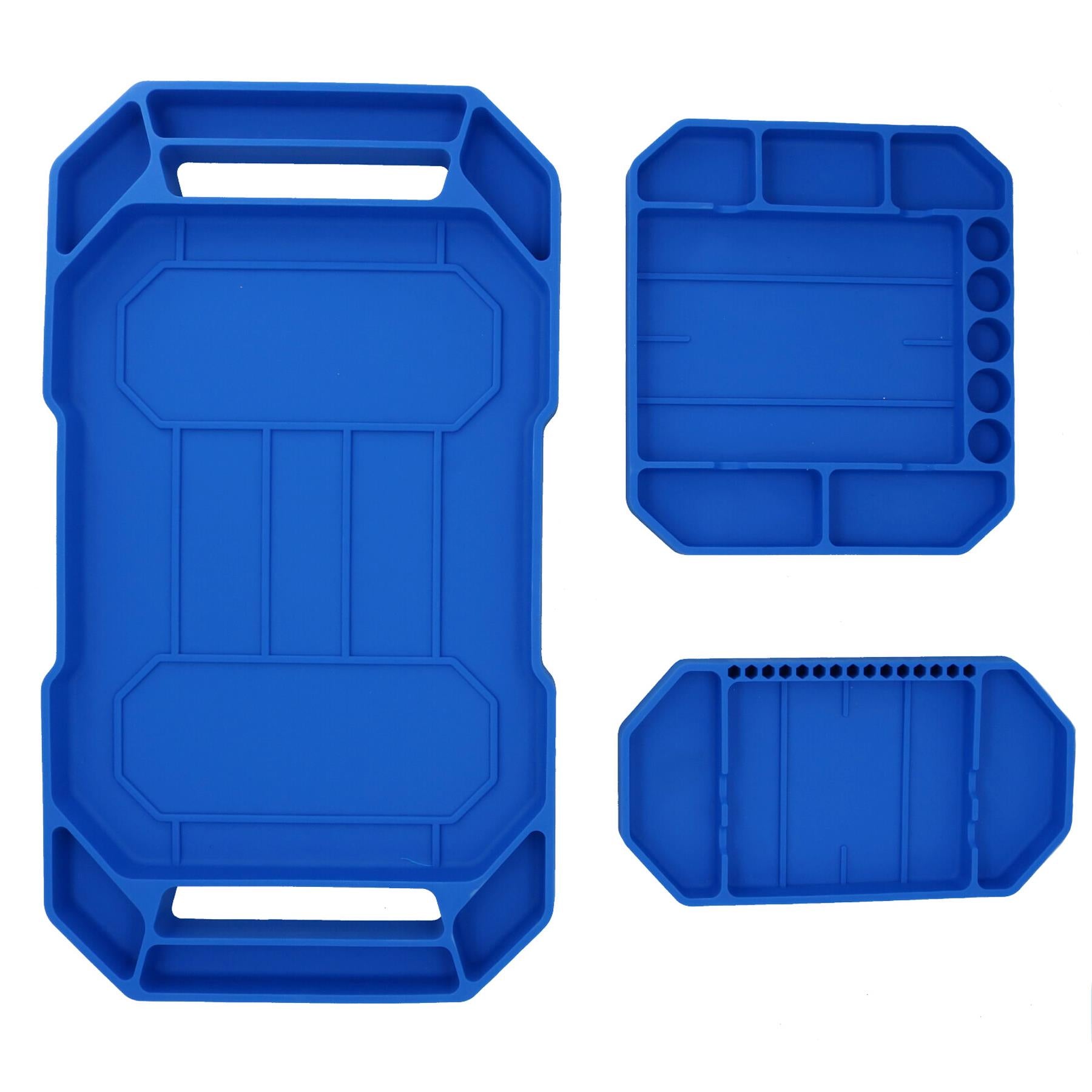 Lot de 3 plateaux à outils antidérapants et flexibles, compartiments pour boîte à outils, résistants à l'huile