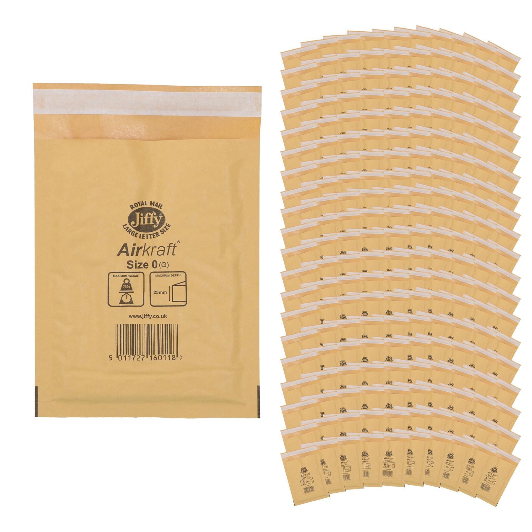 200pk Genuine Gold Jiffy Bag Airkraft Bubble Padded Mail Bag Envelope Size 0