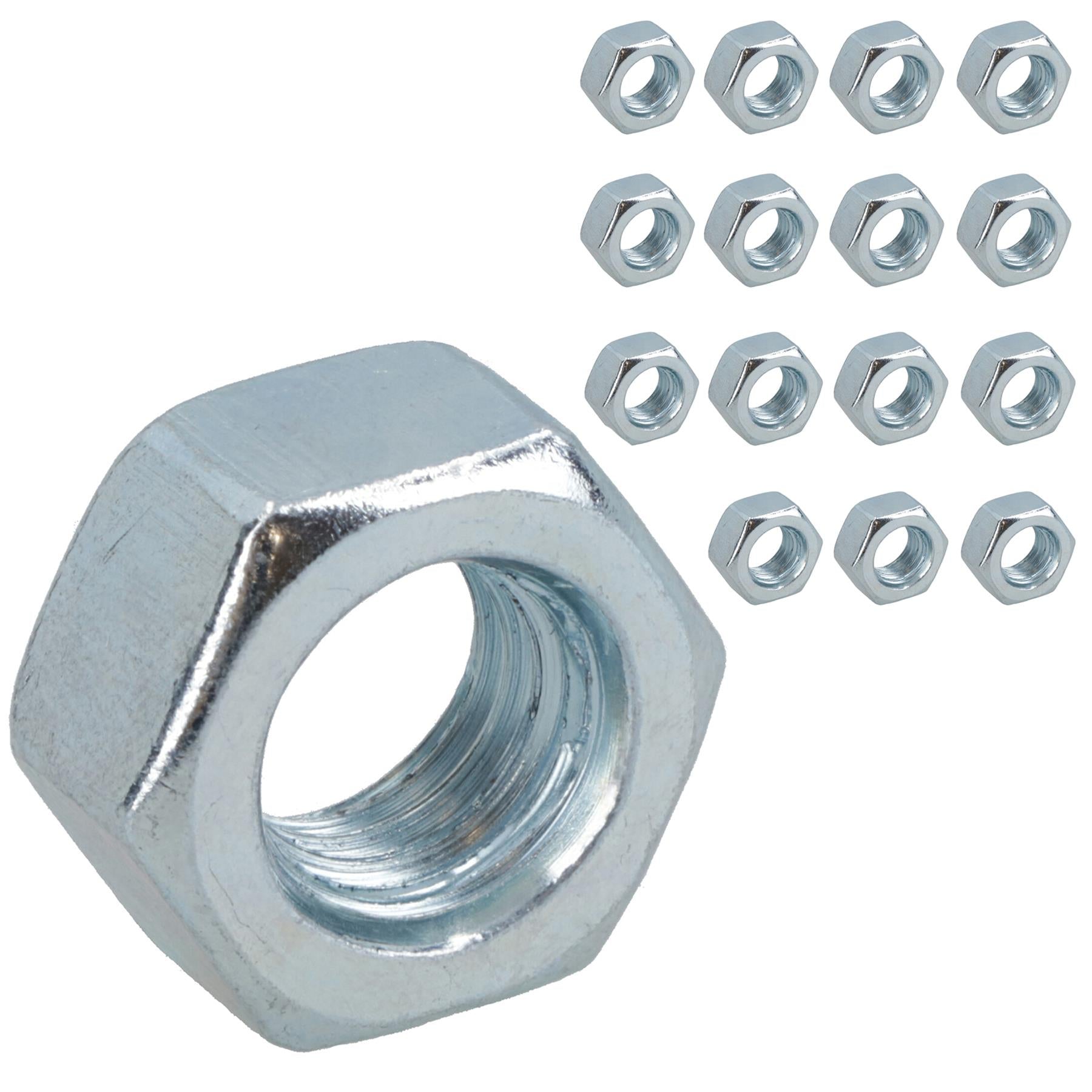 M10 x 1.5mm Hex Full Nut Fastener Hexagonal Metric Nuts Grade 8 Zinc Plated