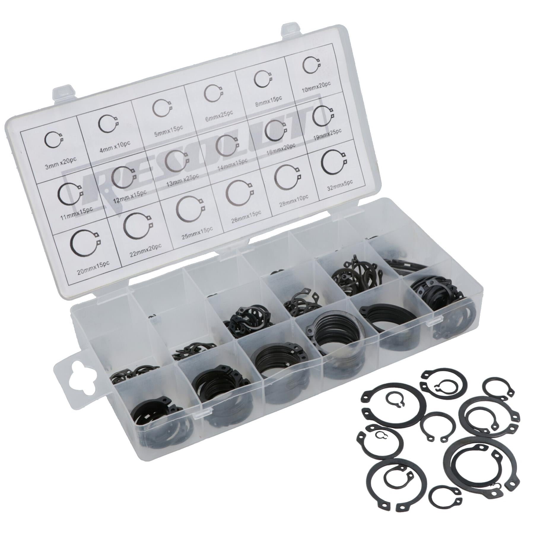 External Retaining Circlips Snap Rings Circlip Set Metric Sized 3 – 32mm 300pc