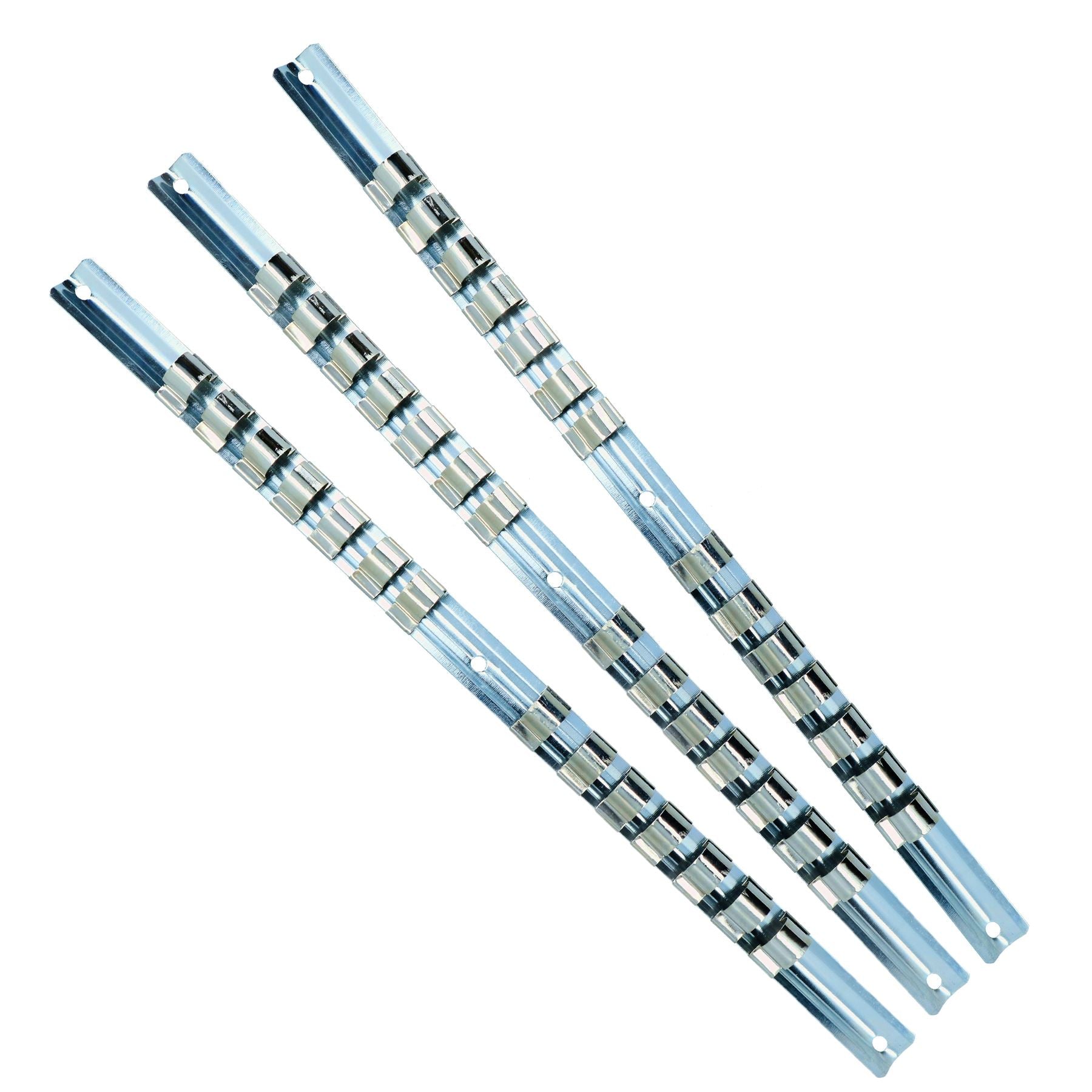 Support de rangement pour rail de douilles à entraînement 3/8" ou 1/2" Clips d'organisation 14 clips par rail