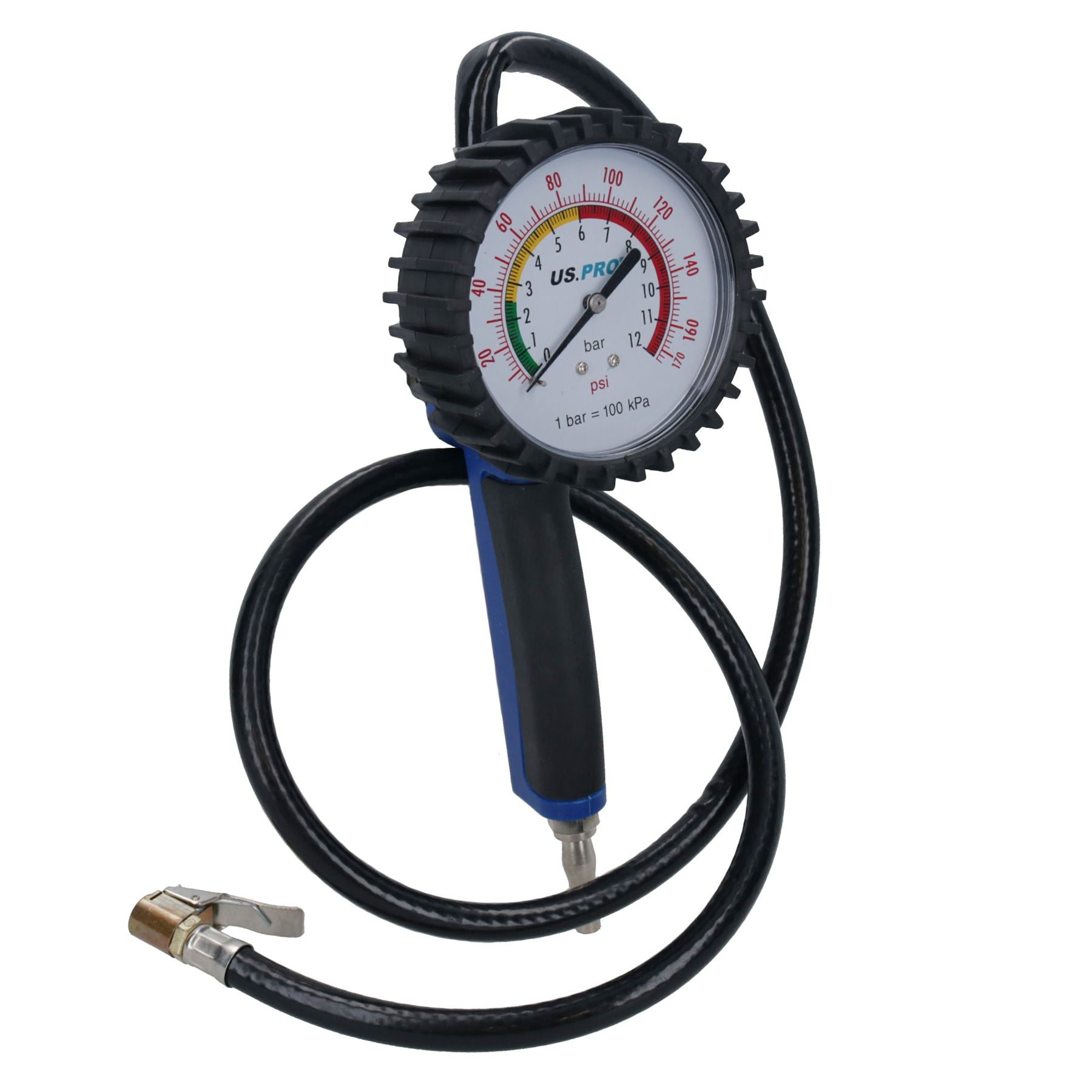 Hochleistungs-Reifenfüllmessgerät mit langem Schlauch, 1 Meter lang, 0 – 170 PSI