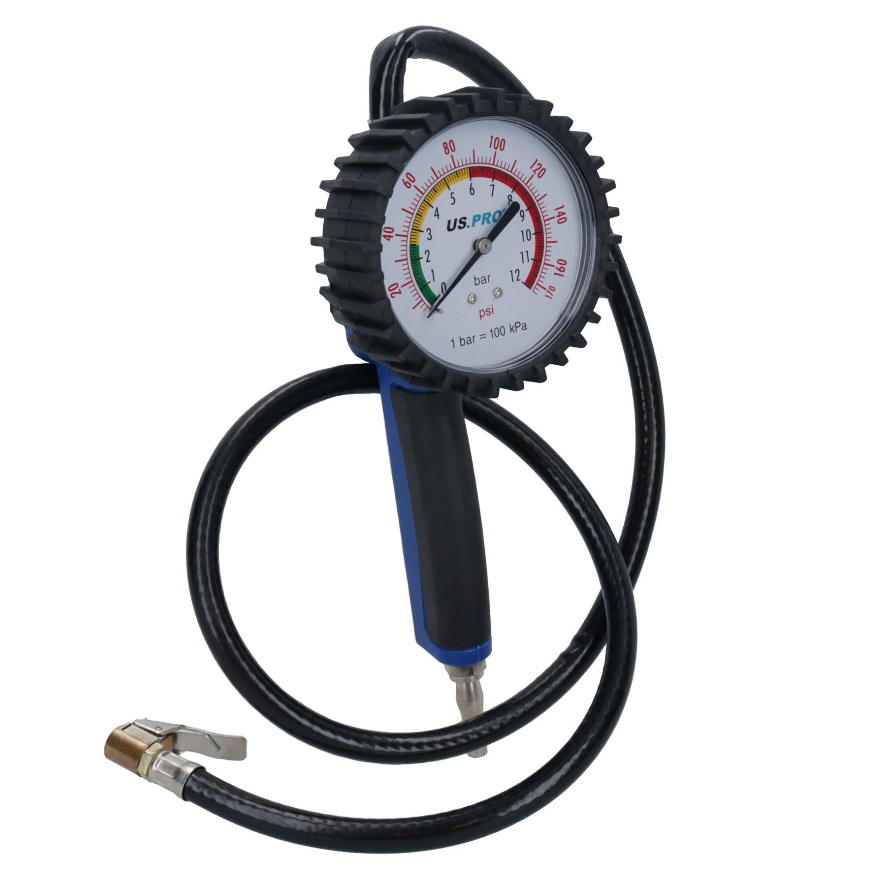 Heavy Duty Tyre Inflator Gauge With Long Reach Hose 1 Metre Long 0 – 170 PSI