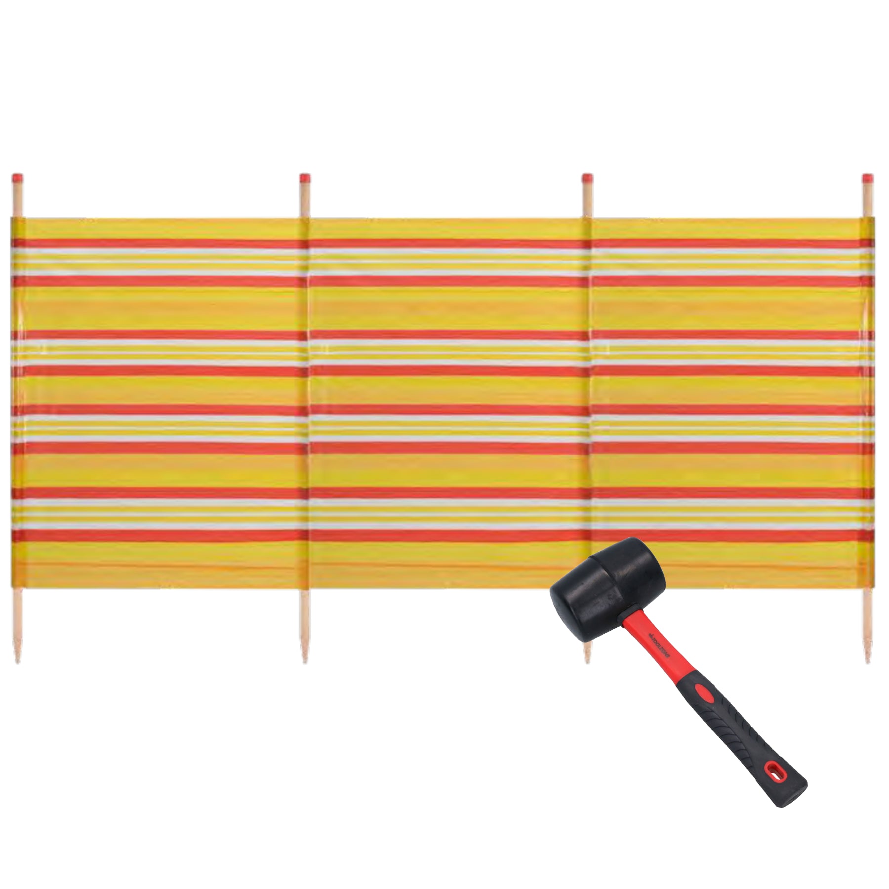 Abri de plage coupe-vent à 4 poteaux 1,2 m sur 2,2 m avec écran d'intimité et bande jaune