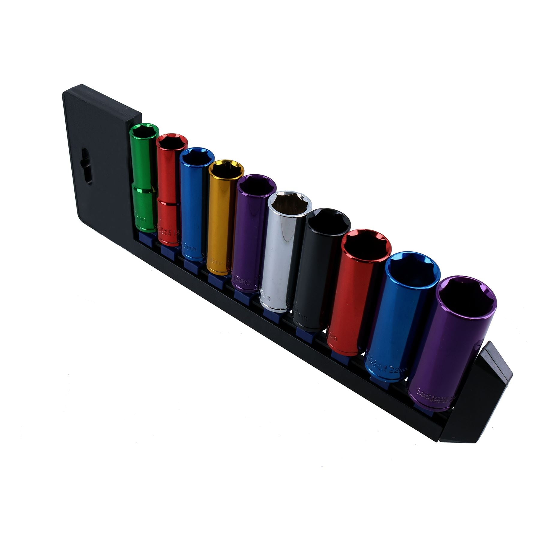 Metric 1/2" Drive Double Deep Colour Coded Sockets 6 Sided 13mm – 24mm 10pc