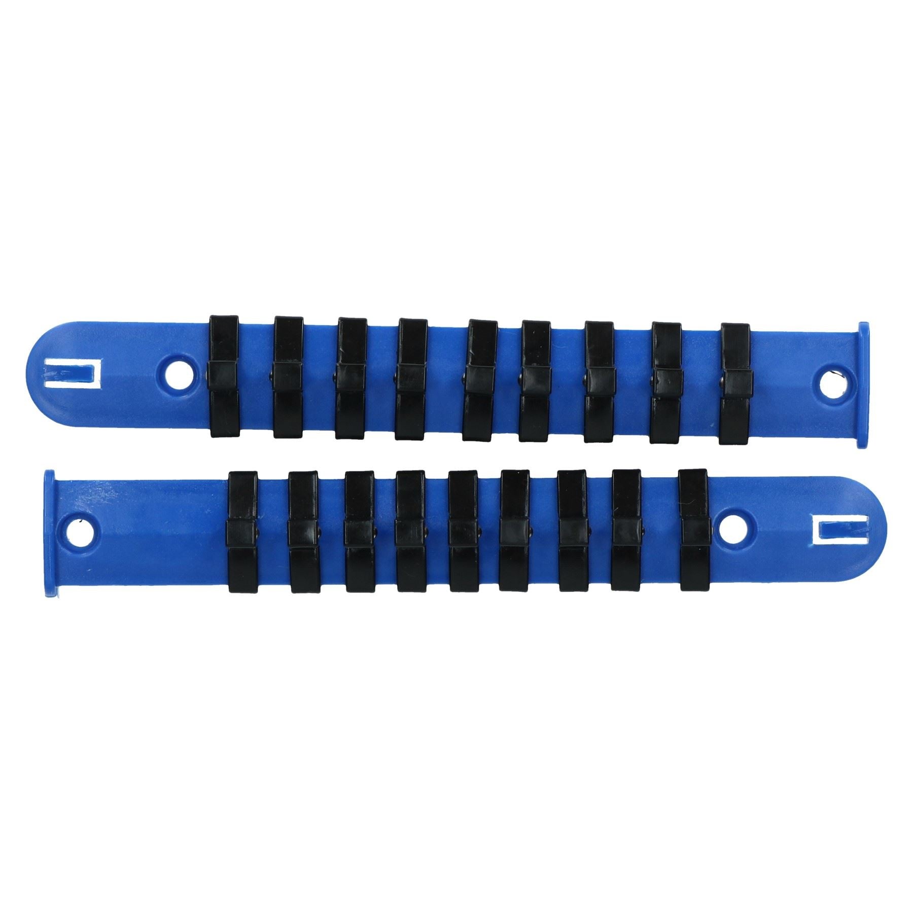 Lot de 2 supports de rangement pour douilles avec rails en plastique pour douilles 1/4" et 18 clips